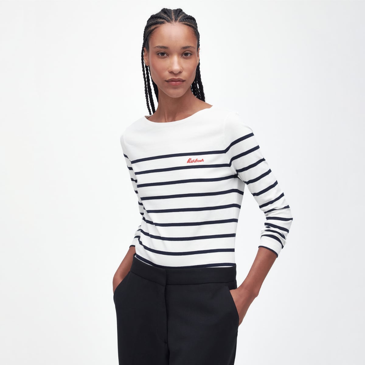 Barbour Women s Bradley Top Cloud Navy Stripe AW23