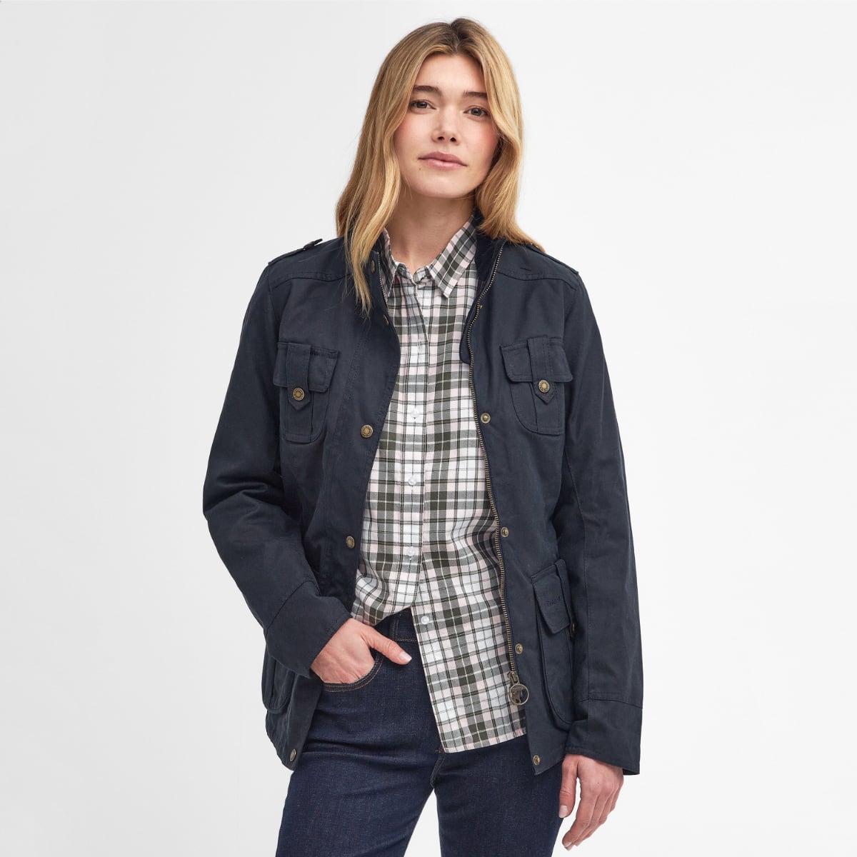 Barbour Winter Defence Women s Waxed Jacket Navy