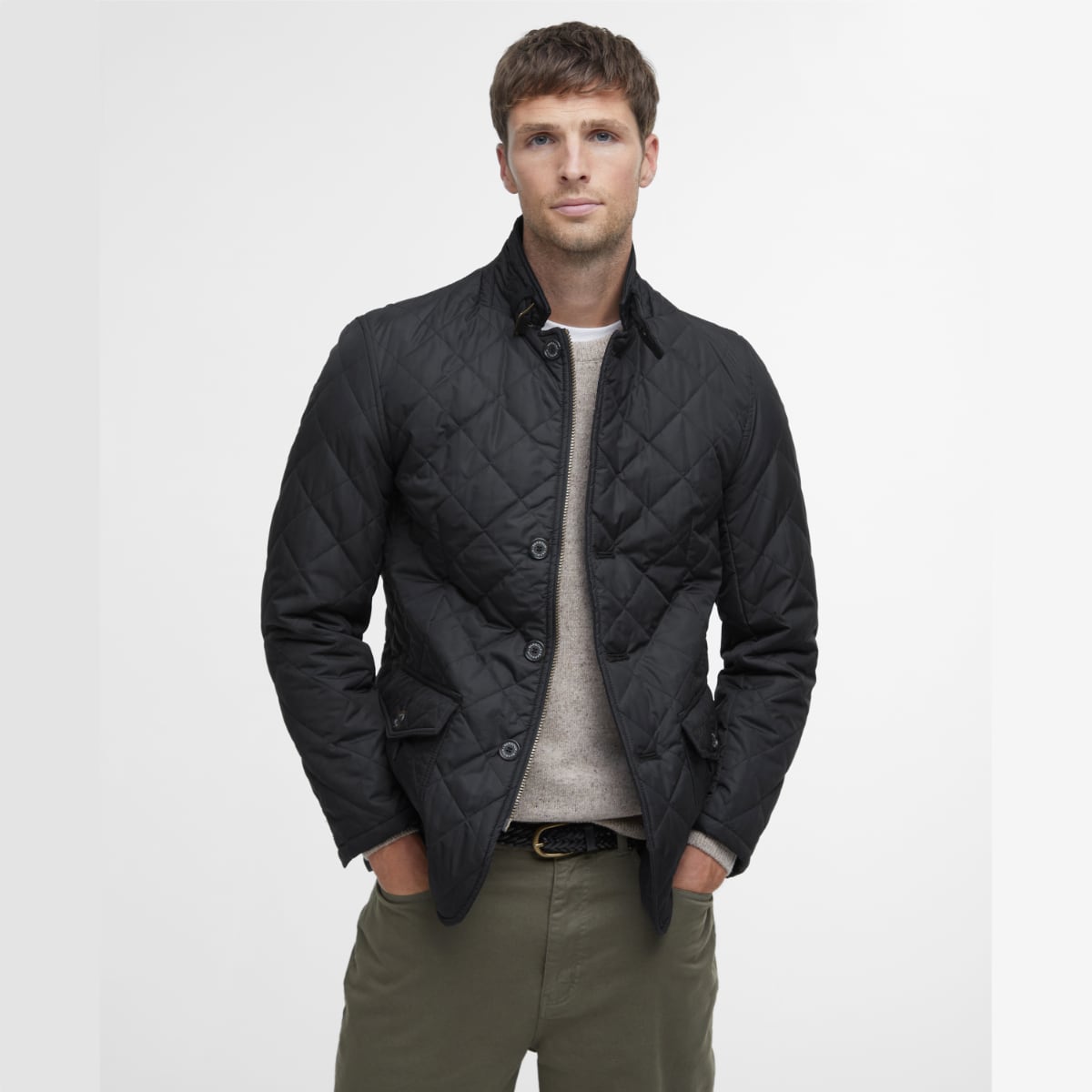 Barbour quilted jacket black online