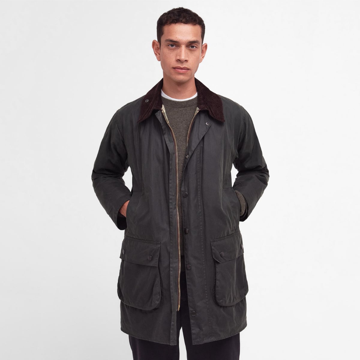 Barbour Border Men s Waxed Jacket Sage