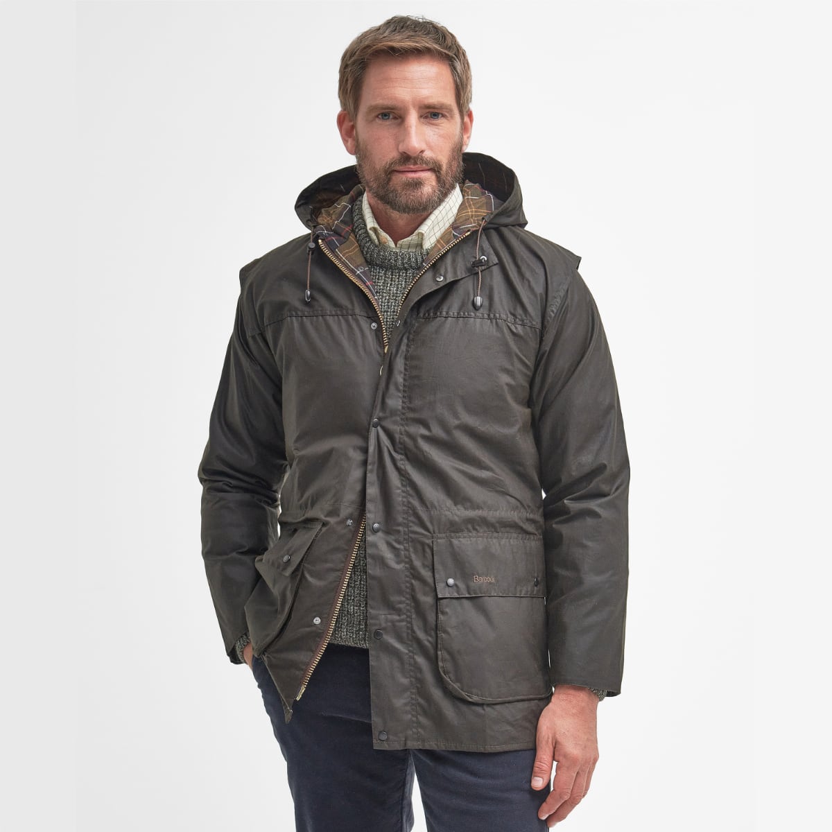 Men barbour wax jacket with hood online