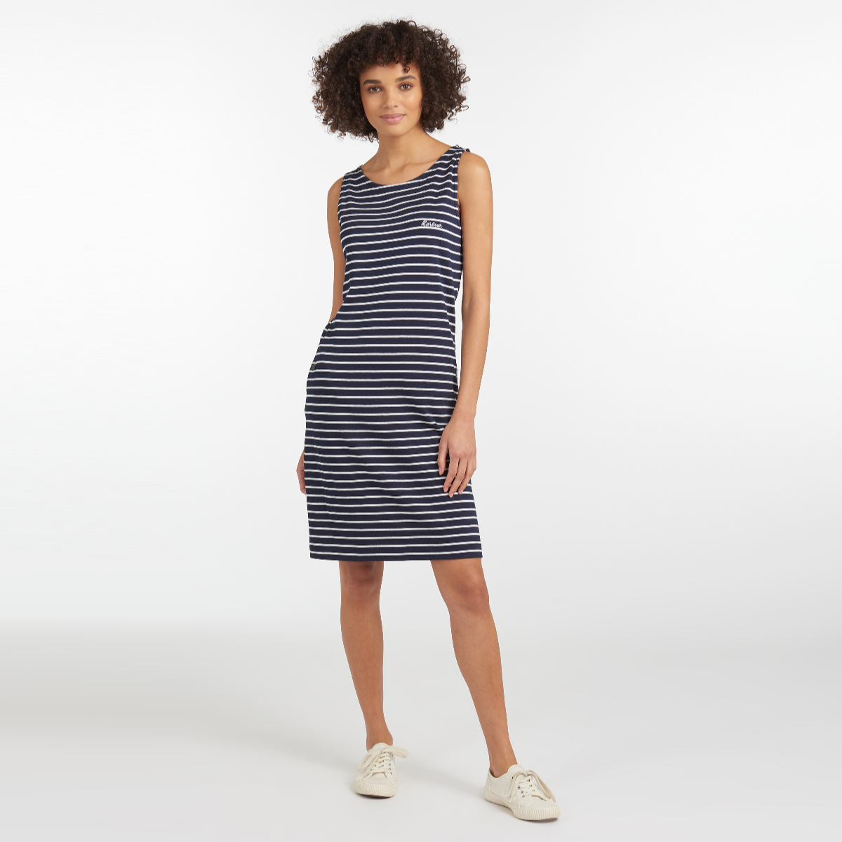 Navy white fashion striped dress