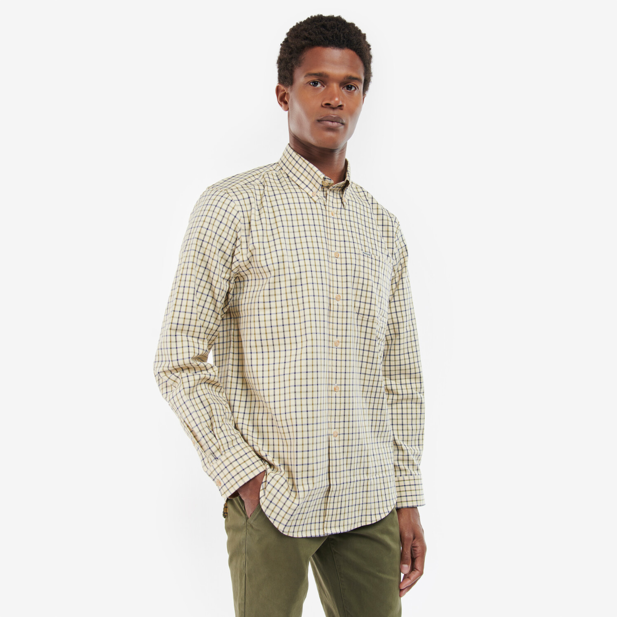 Barbour Sporting Tattersall Relaxed Fit Men s Shirt Navy Olive