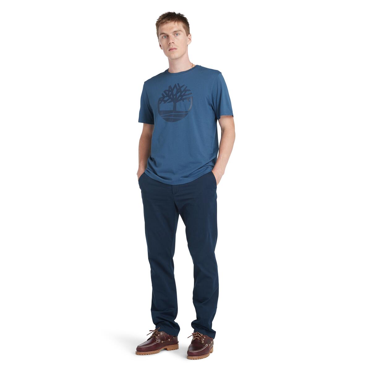 Timberland Kennenec River Tree Logo Men's T-Shirt | Dark Denim