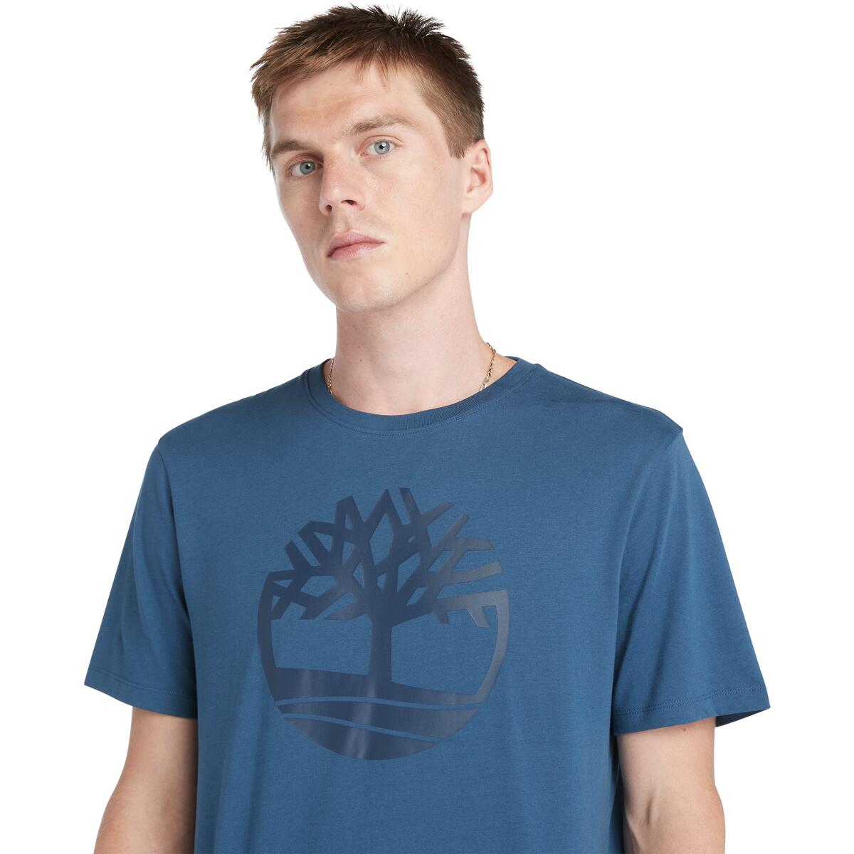 Timberland Kennenec River Tree Logo Men's T-Shirt | Dark Denim