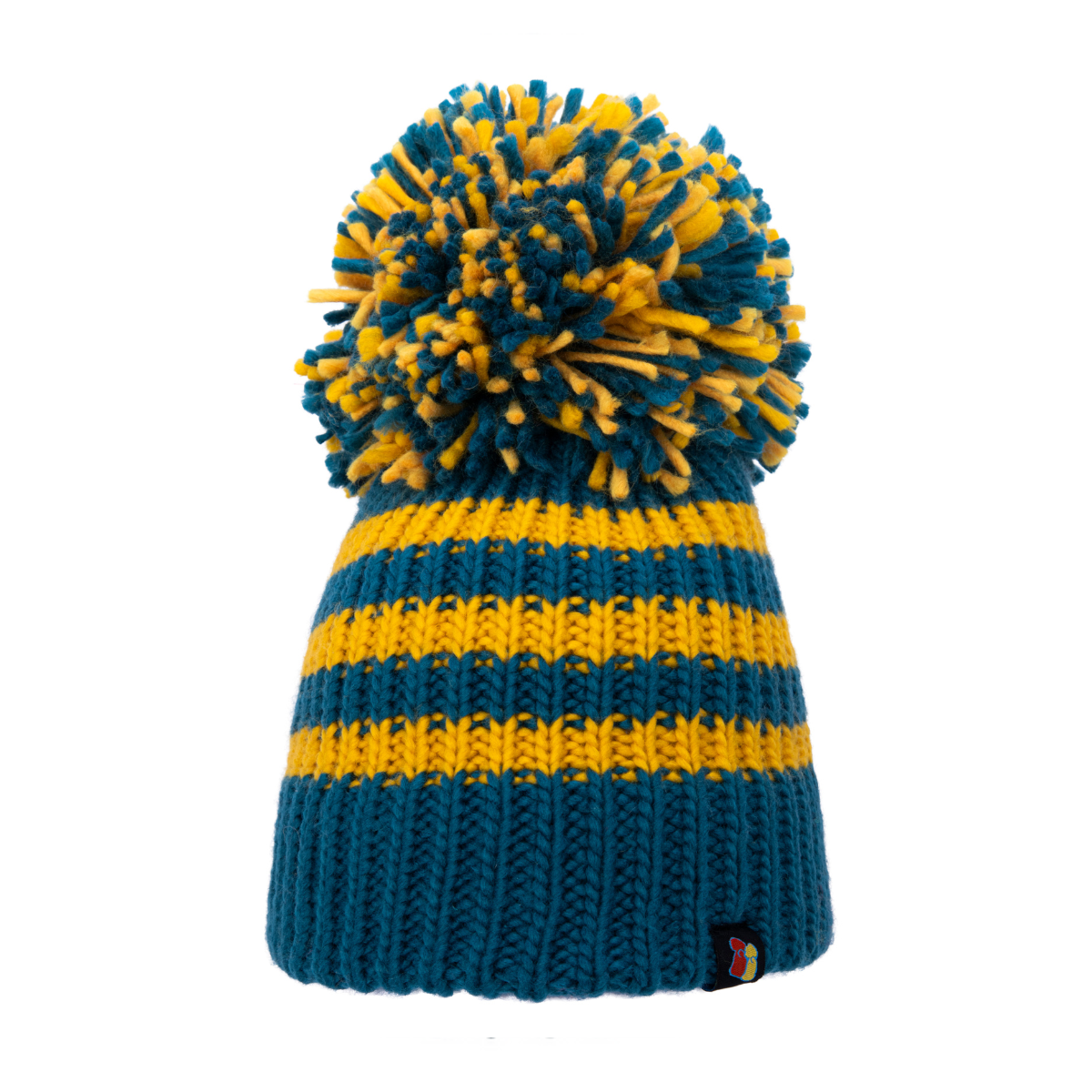 Big Bobble Hat | Turquiose and Yellow