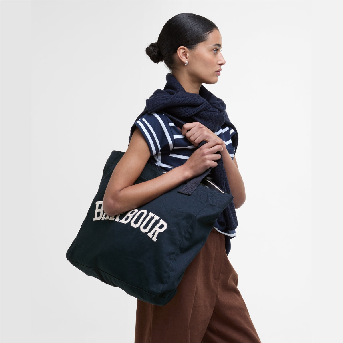 Barbour Logo Holiday Tote Bag | Navy (Stone Logo)