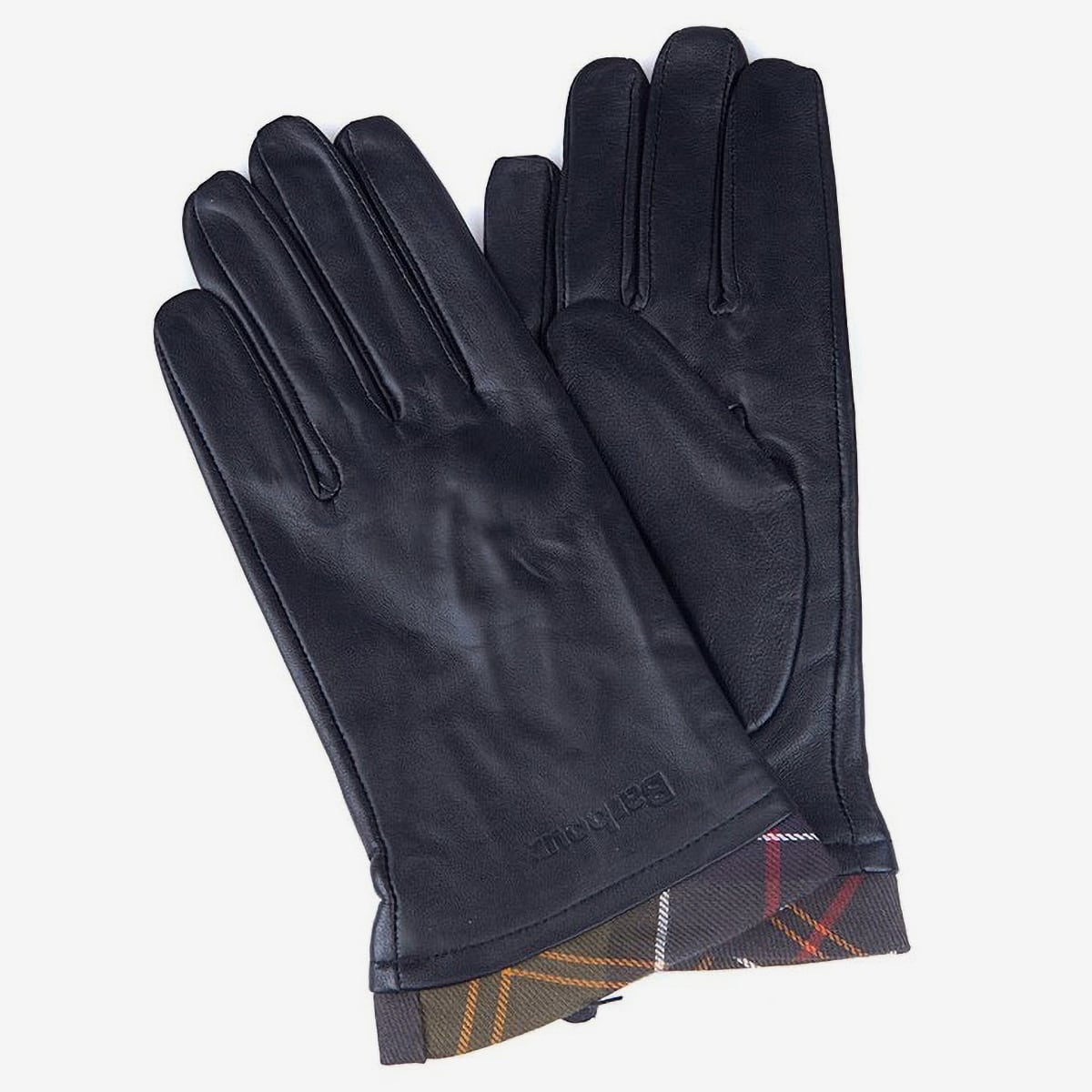 Barbour Tartan Trimmed Leather Women's Gloves | Black-Classic