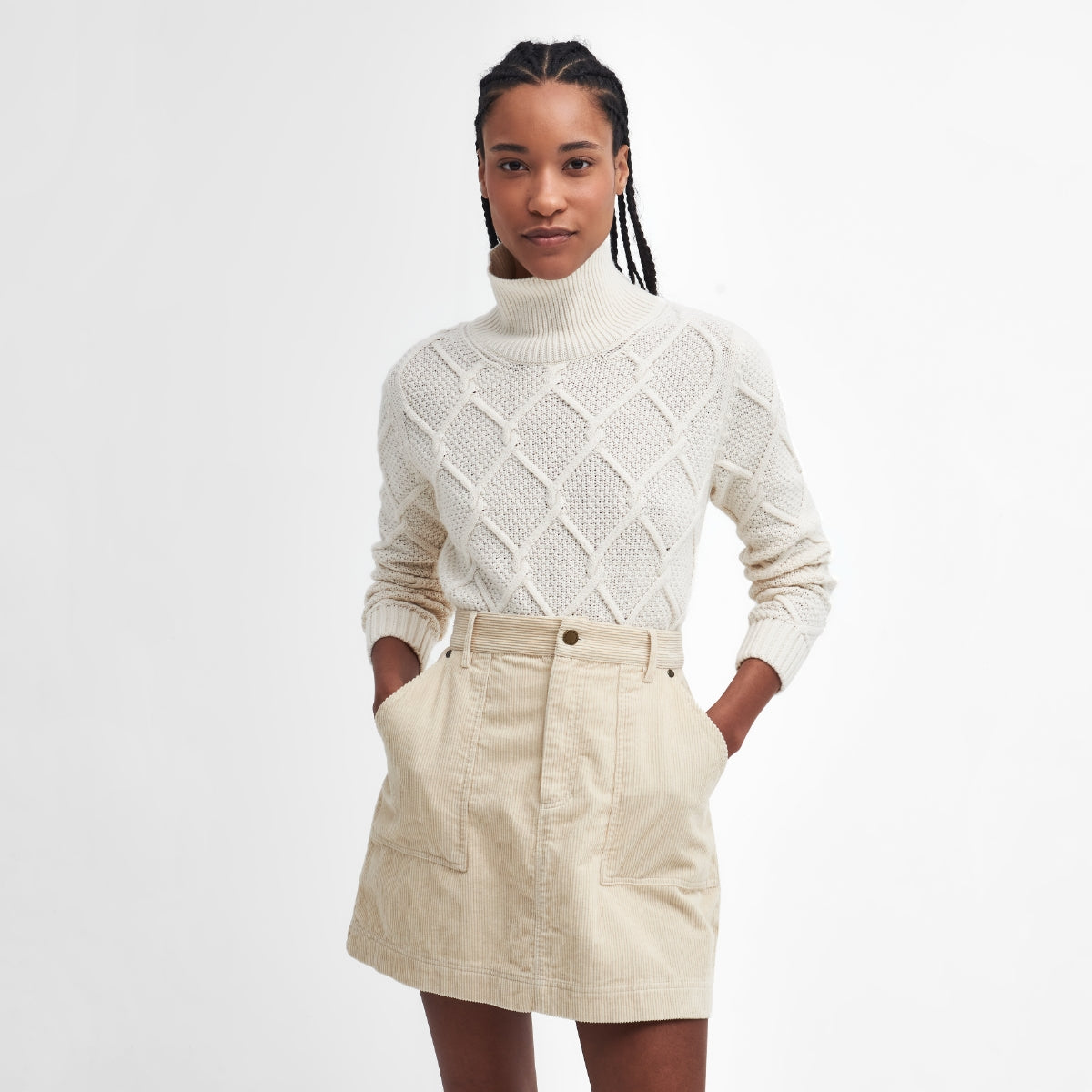 Barbour Burne Roll Neck Women's Knit | Ecru