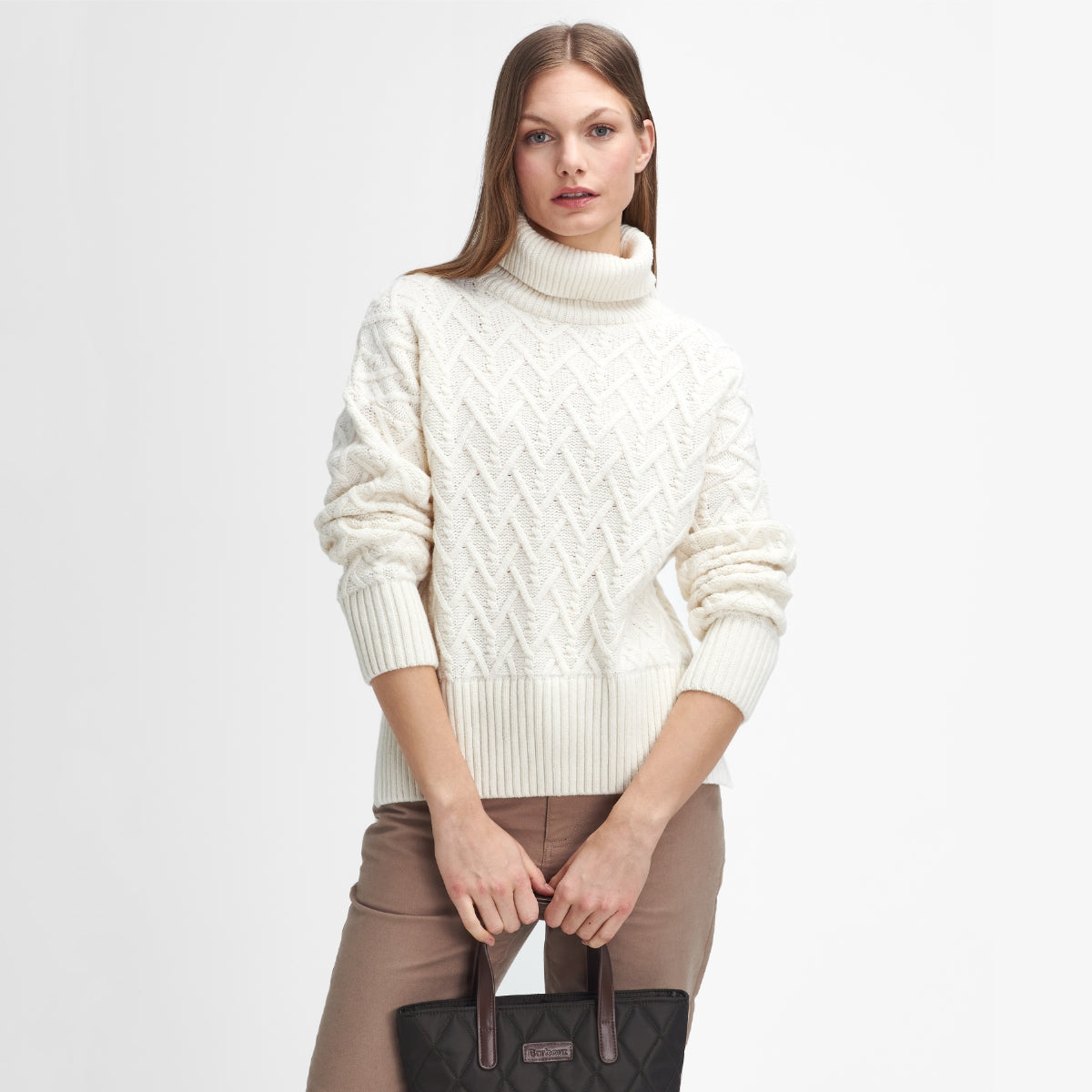 Barbour Clarence Cable-Knit Roll-Neck Women's Knit | Aran