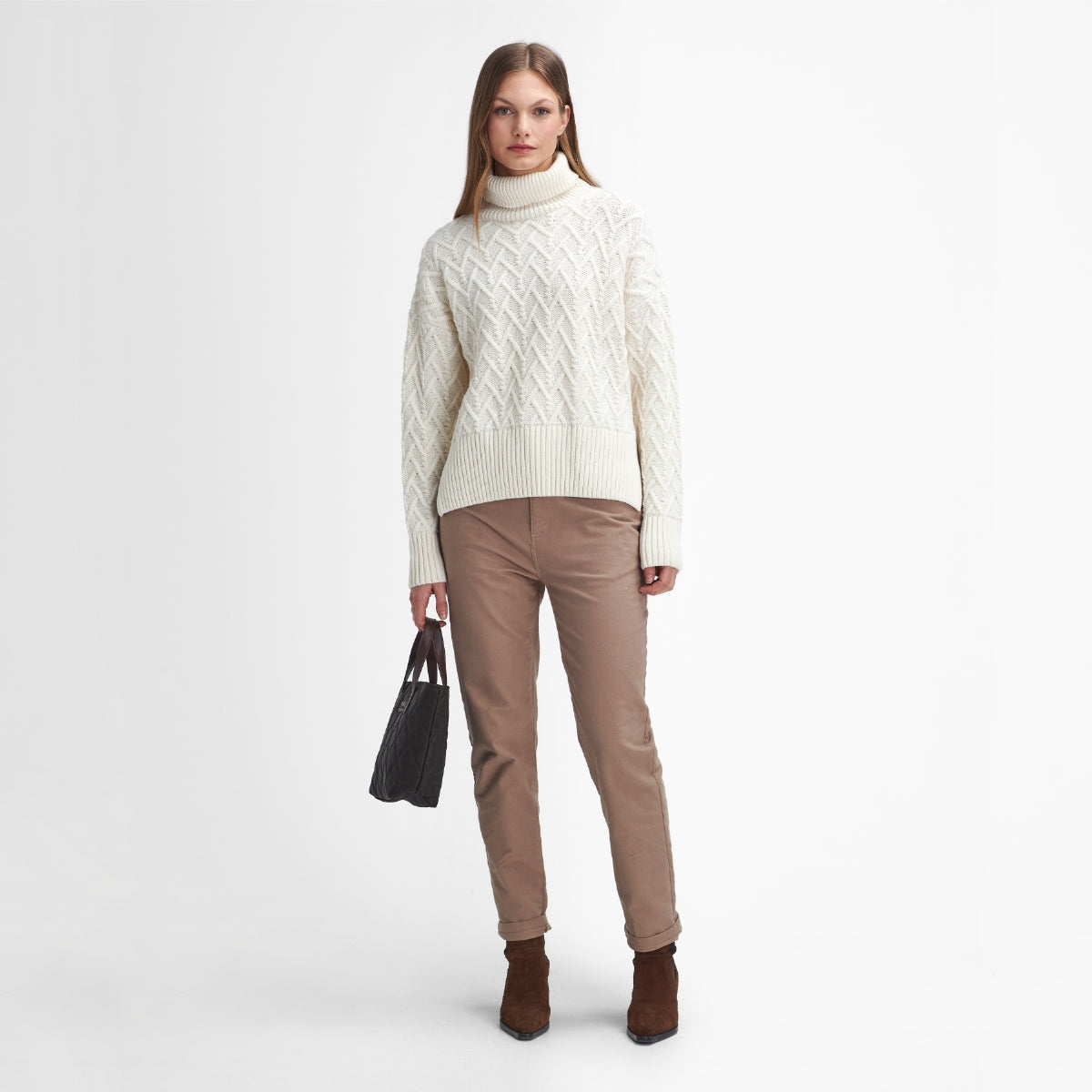 Barbour Clarence Cable-Knit Roll-Neck Women's Knit | Aran