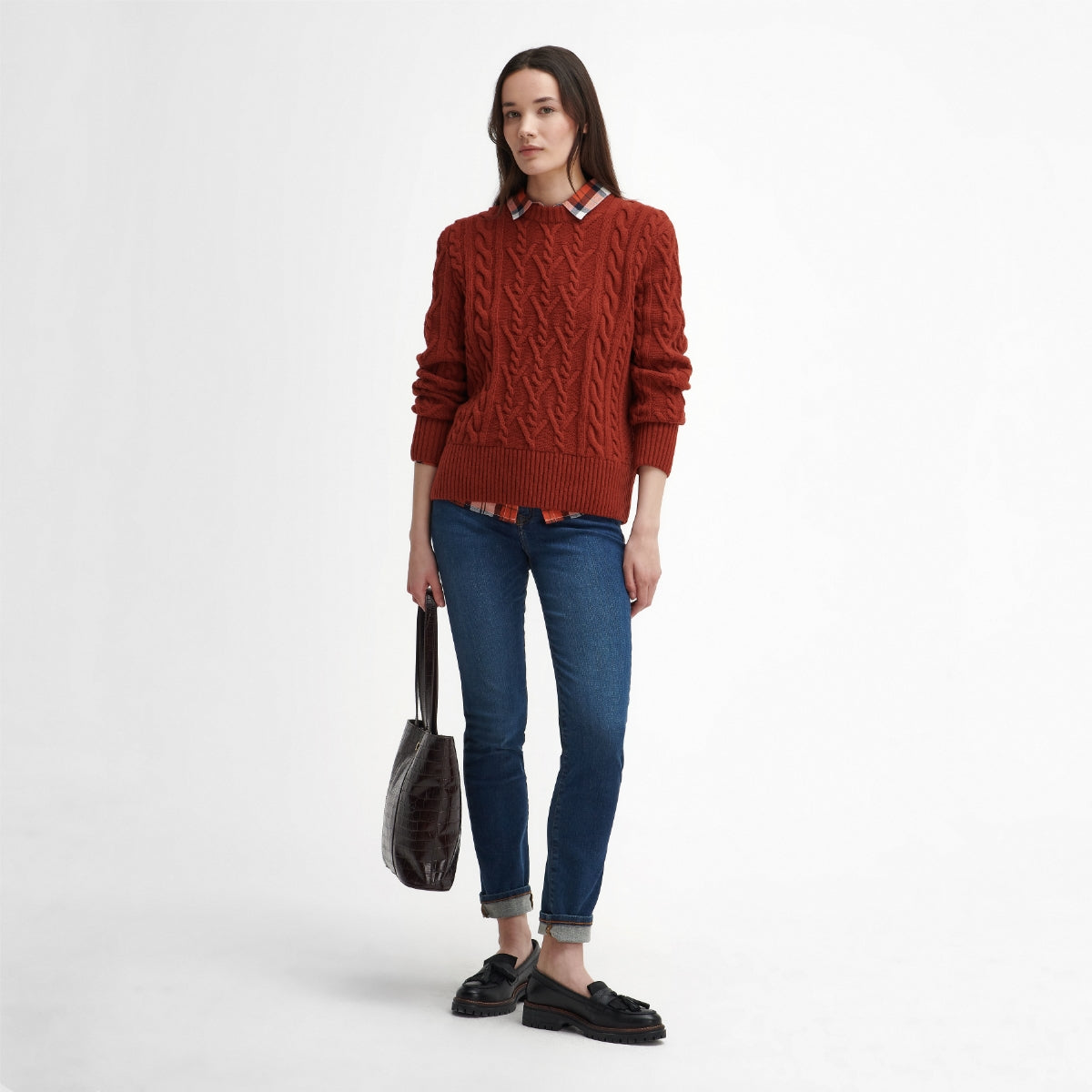 Barbour Solway Cable-Knit Women's Knit | Spiced Pumpkin