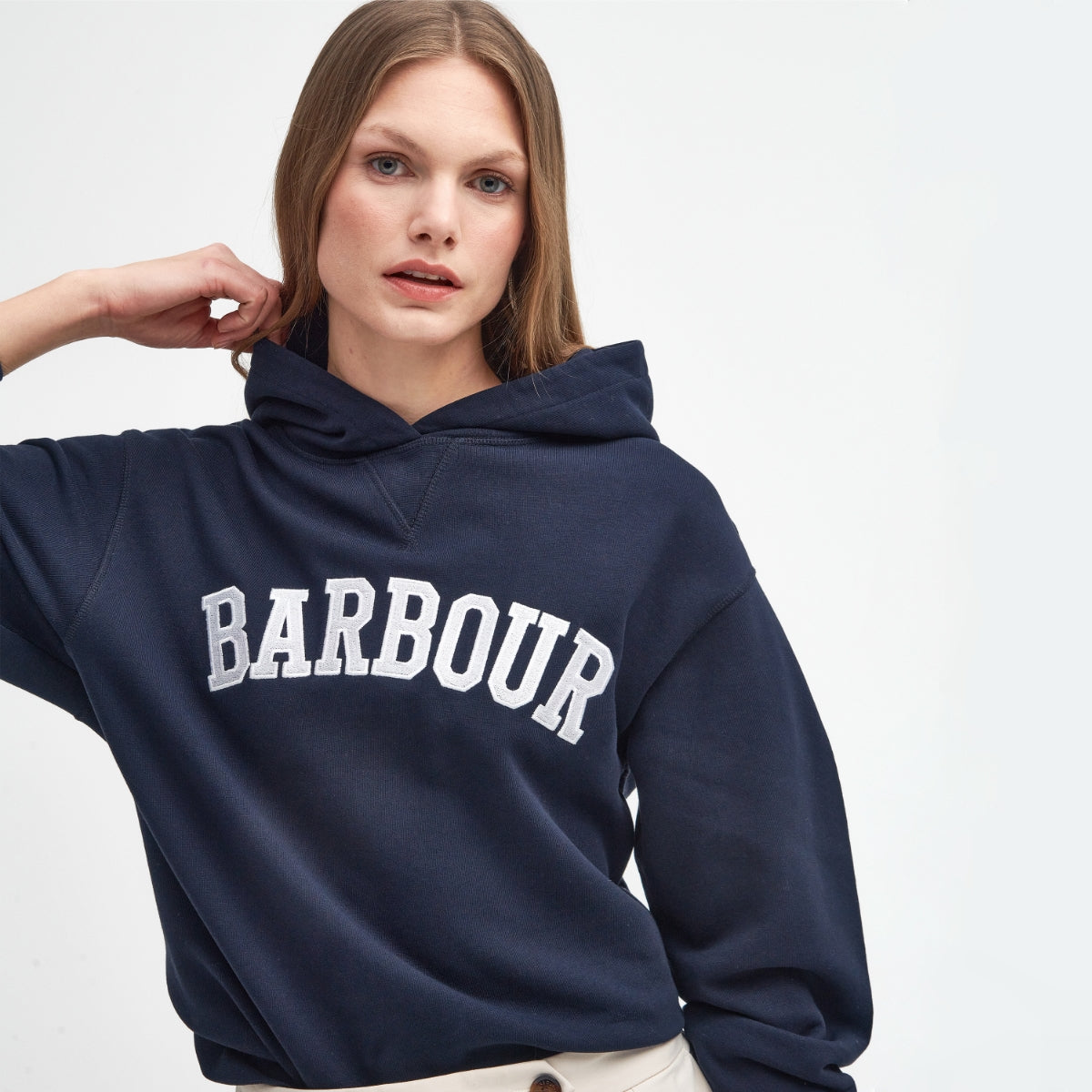 Barbour Northumberland Hoodie Women's | Navy (White Logo)