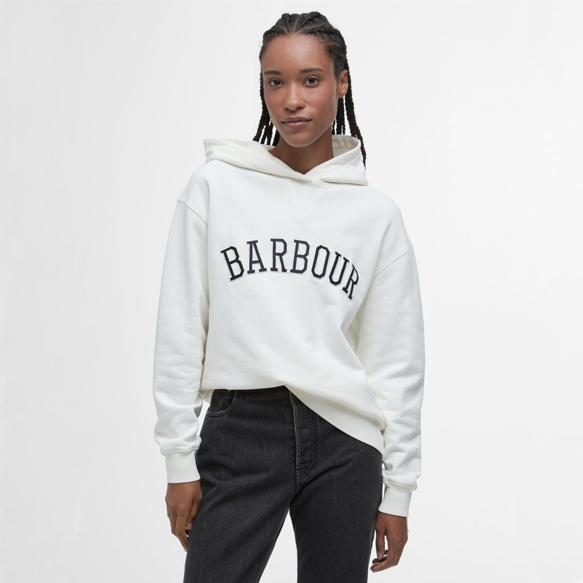 Barbour Northumberland Hoodie Women's | Cloud (Navy logo)