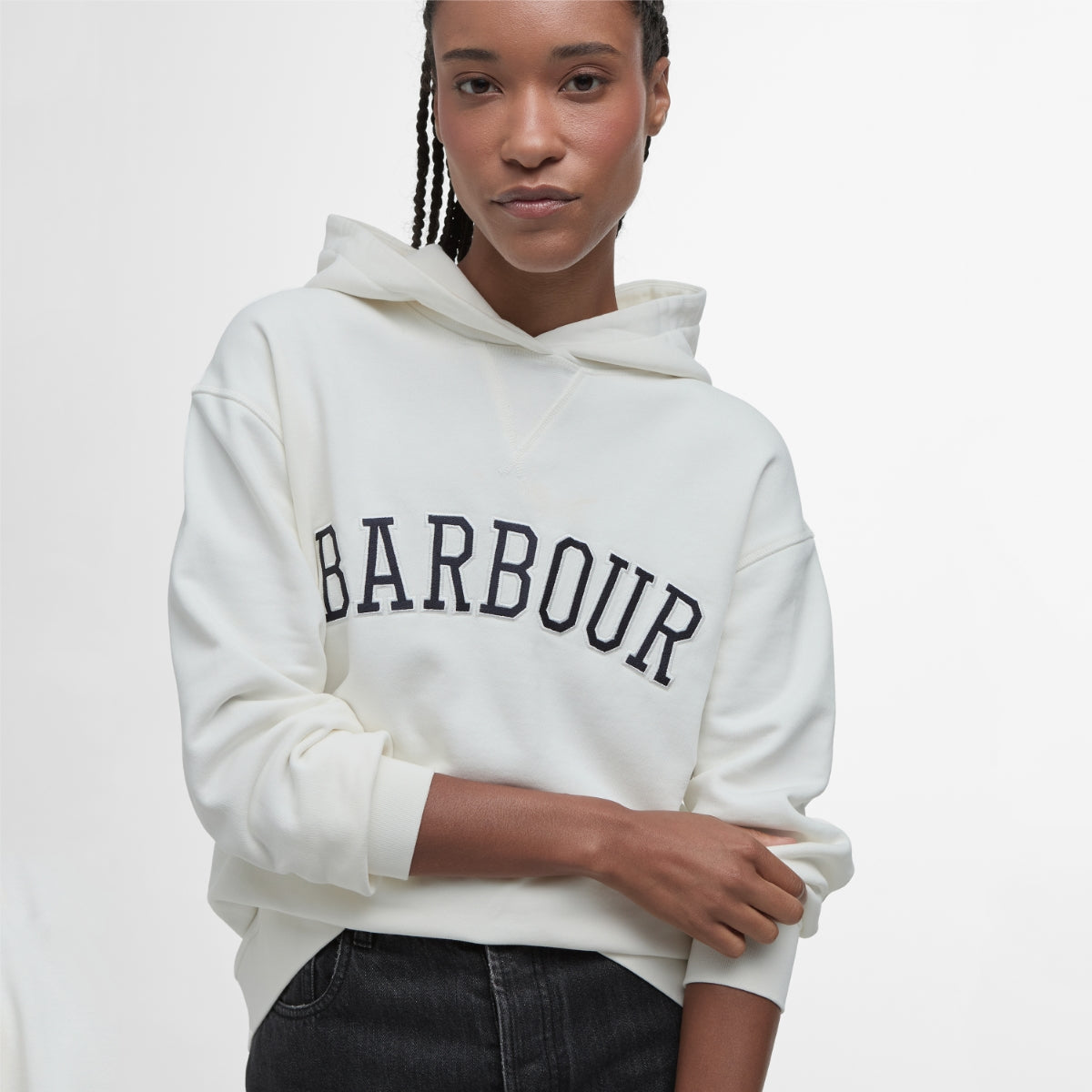 Barbour Northumberland Hoodie Women's | Cloud (Navy logo)