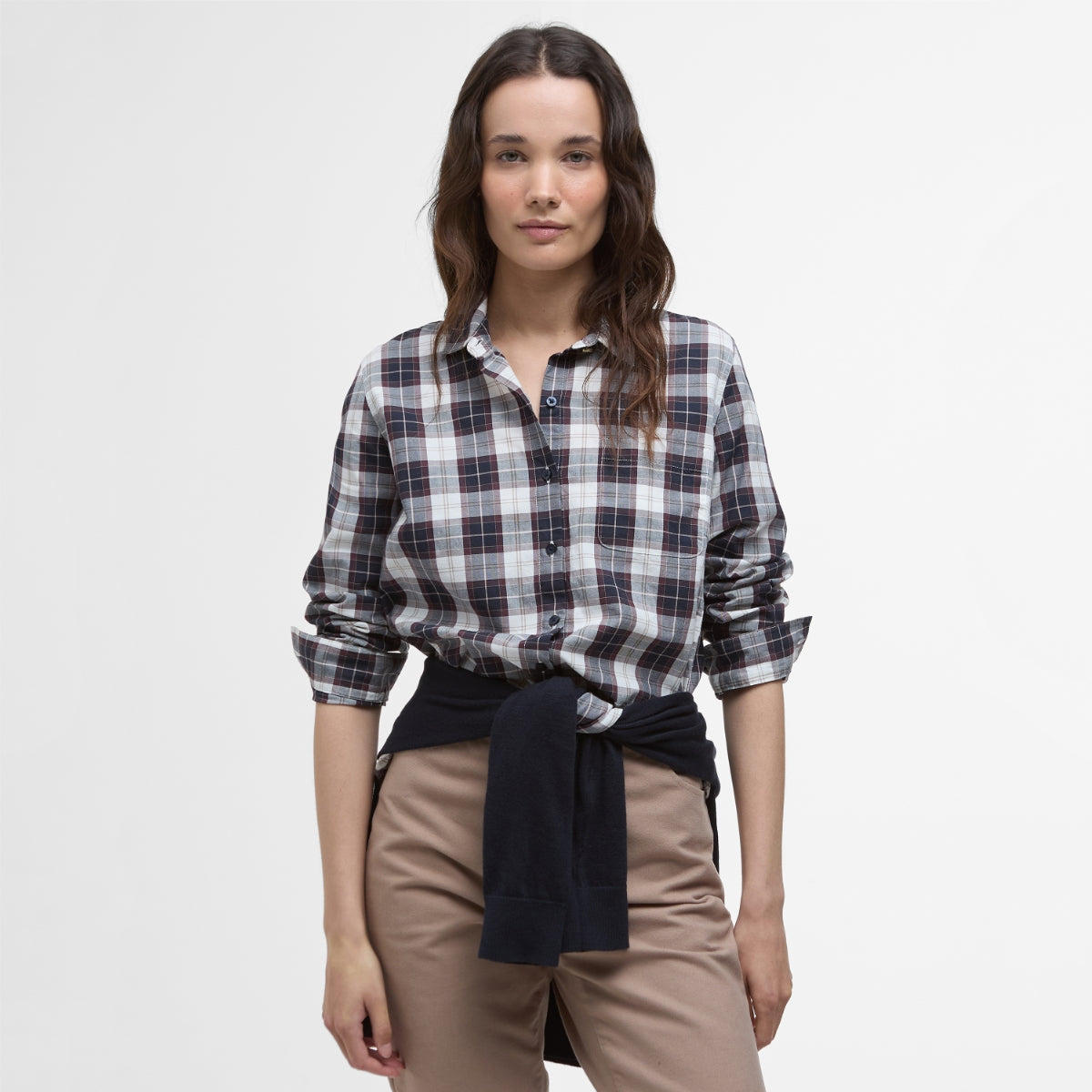 Barbour Edda Check Women's Long-Sleeved Shirt | Gardenia Tartan