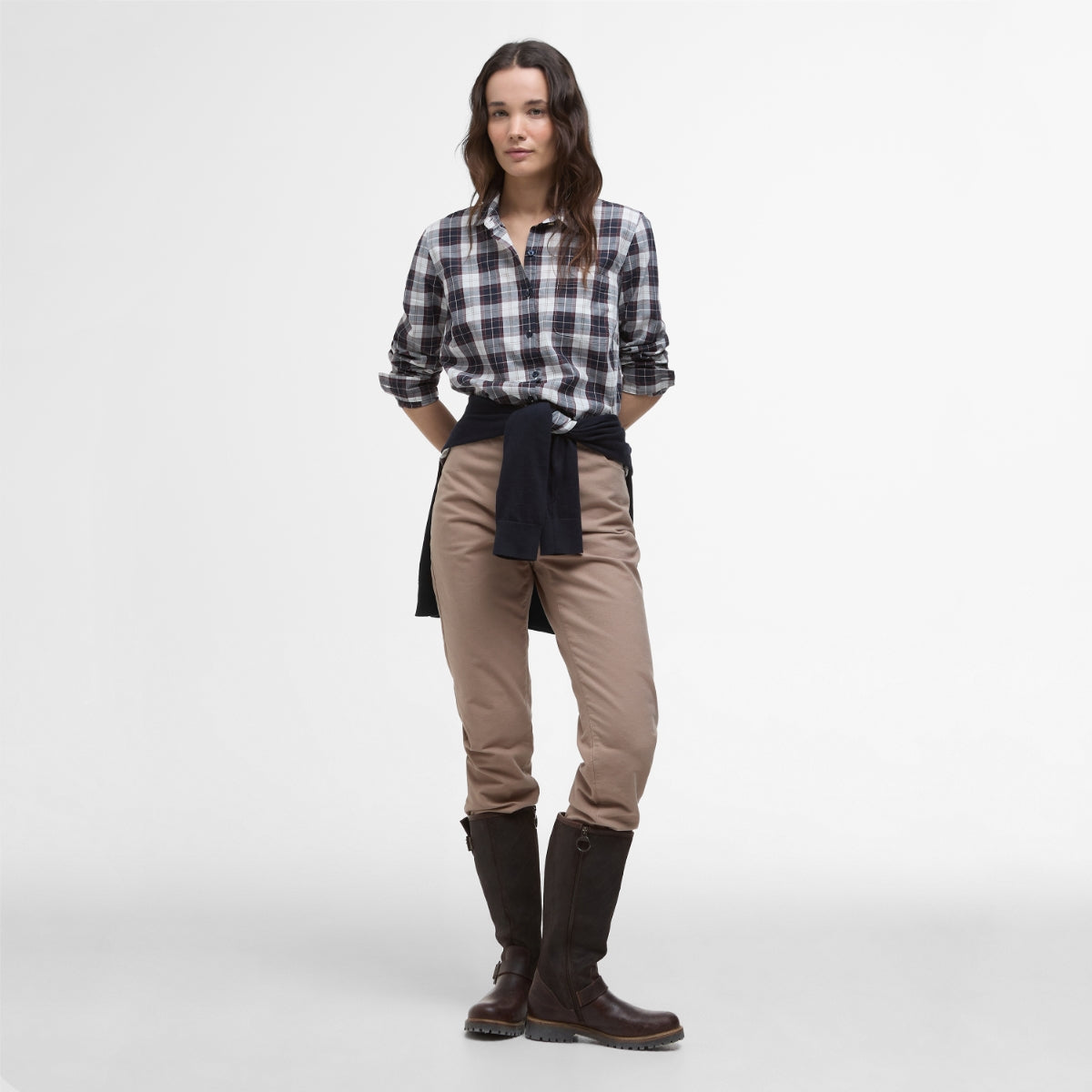 Barbour Edda Check Women's Long-Sleeved Shirt | Gardenia Tartan