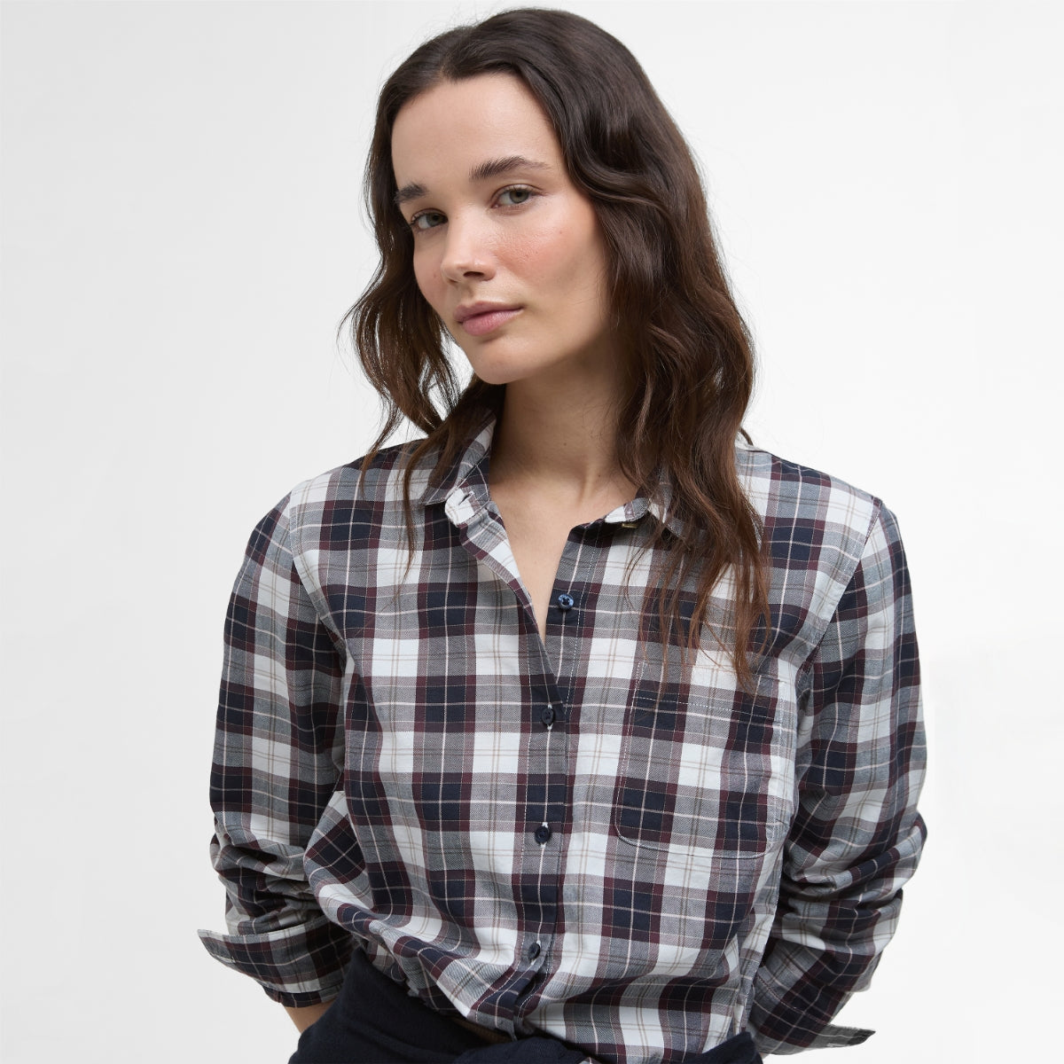 Barbour Edda Check Women's Long-Sleeved Shirt | Gardenia Tartan