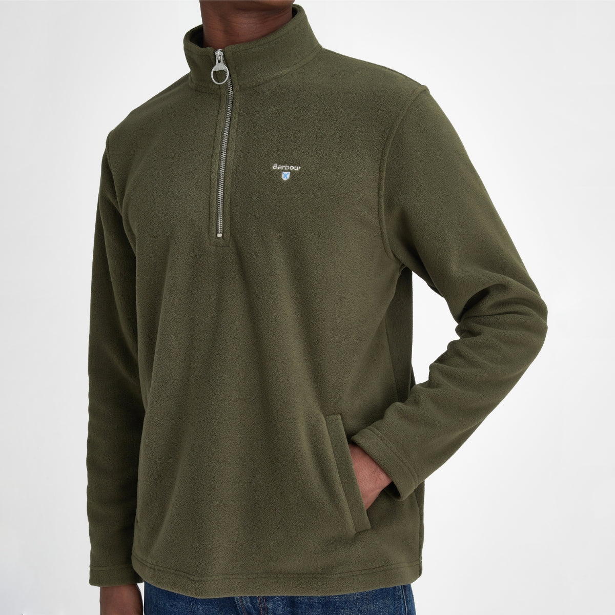 Barbour Essentials Half Zip Fleece Men's Top | Mid Olive