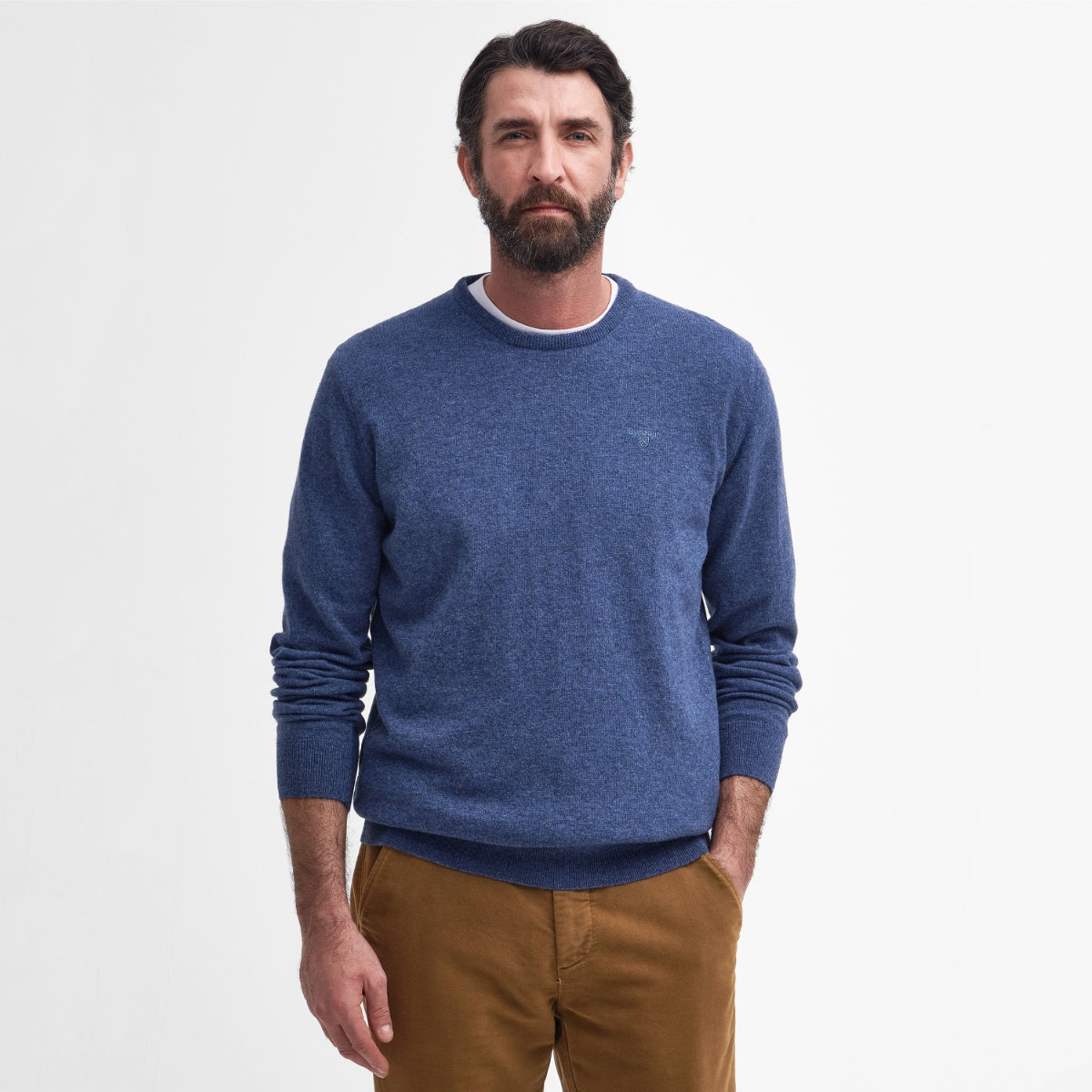 Barbour Essential Lambswool Crew Neck Men's Jumper | Denim Marl