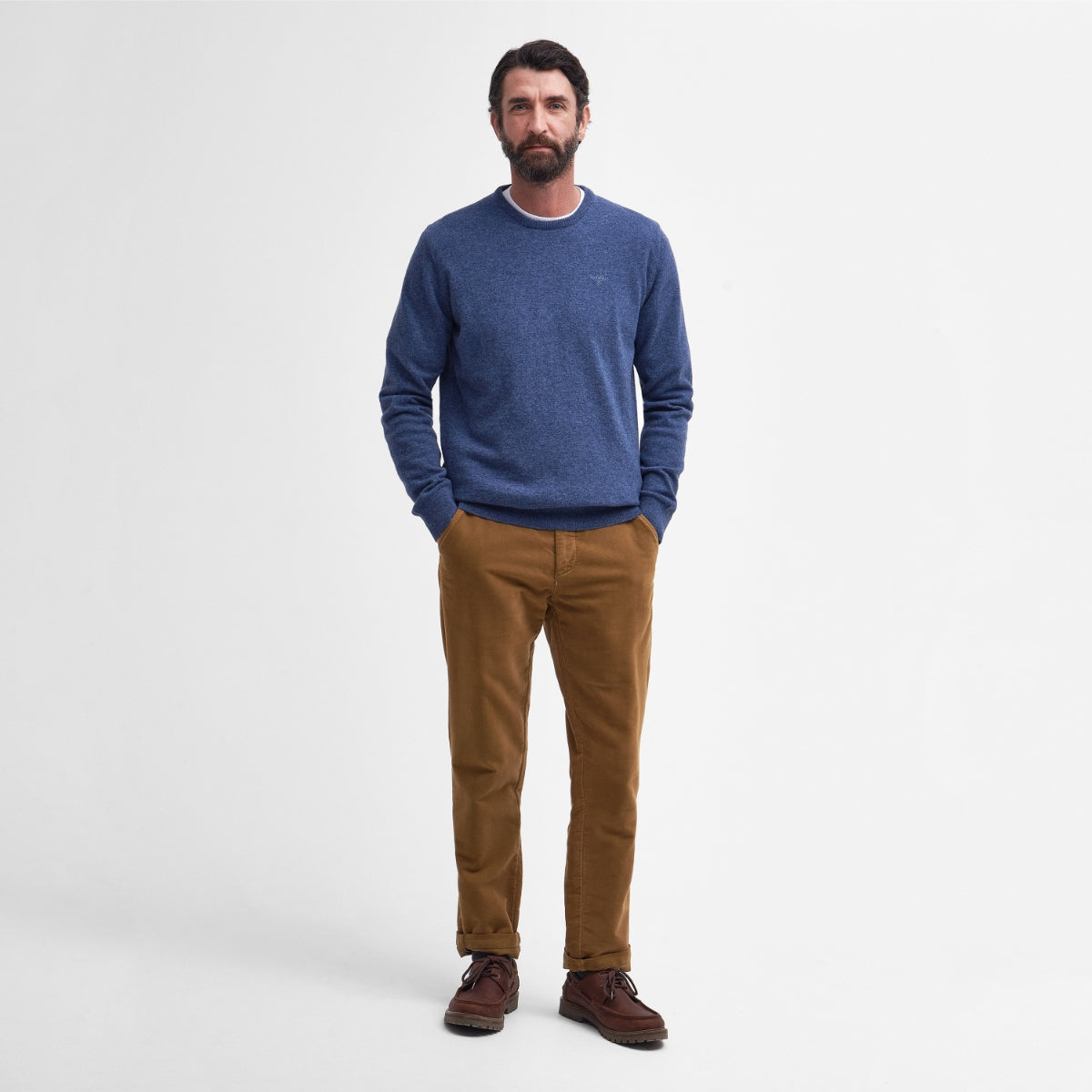 Barbour Essential Lambswool Crew Neck Men's Jumper | Denim Marl