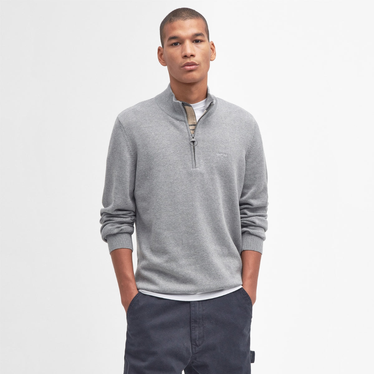 Barbour Cotton Half Zip | Grey Marl