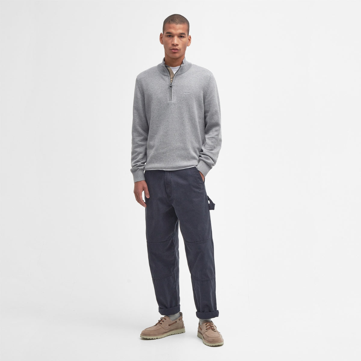 Barbour Cotton Half Zip | Grey Marl