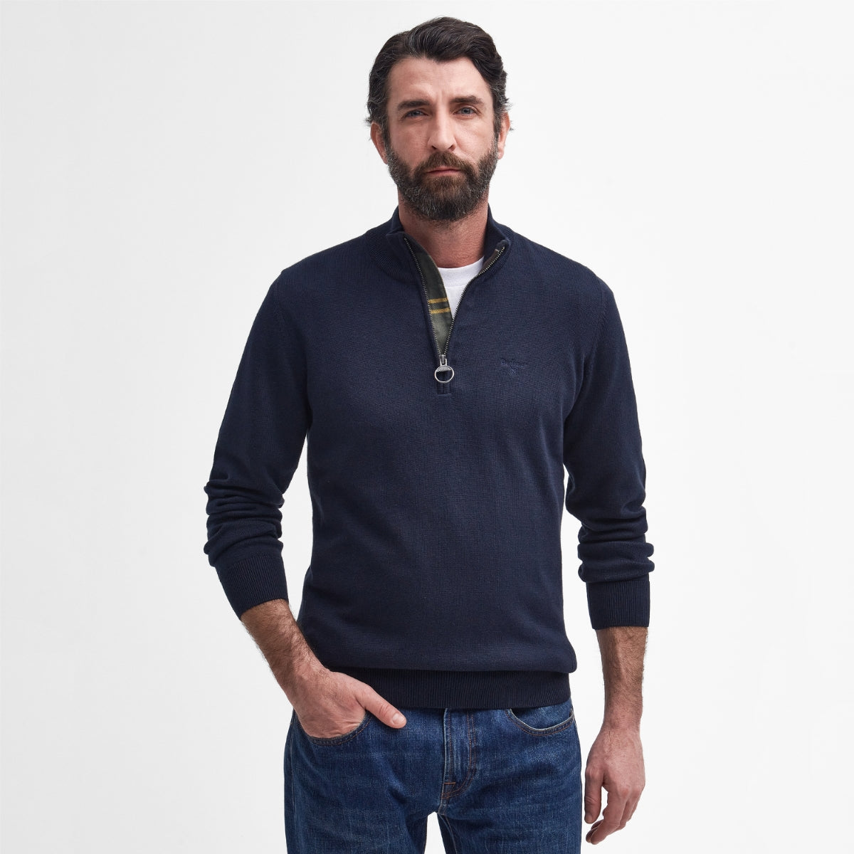 Barbour Cotton Half Zip | Navy