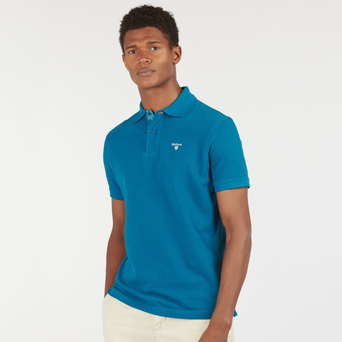 Barbour Tartan Pique Men's Polo Shirt | Lyons Blue