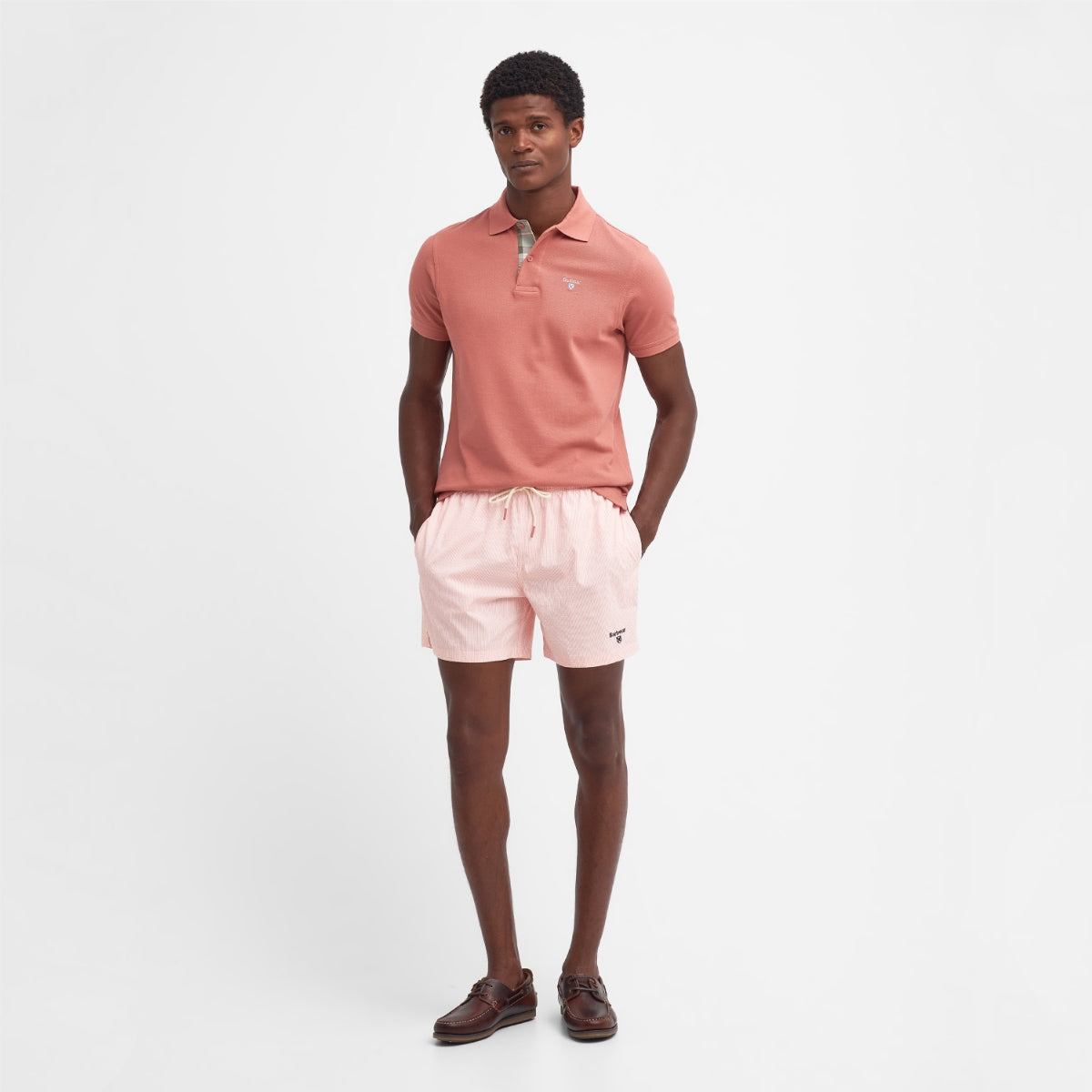 Barbour Tartan Pique Men's Polo Shirt | Pink Clay