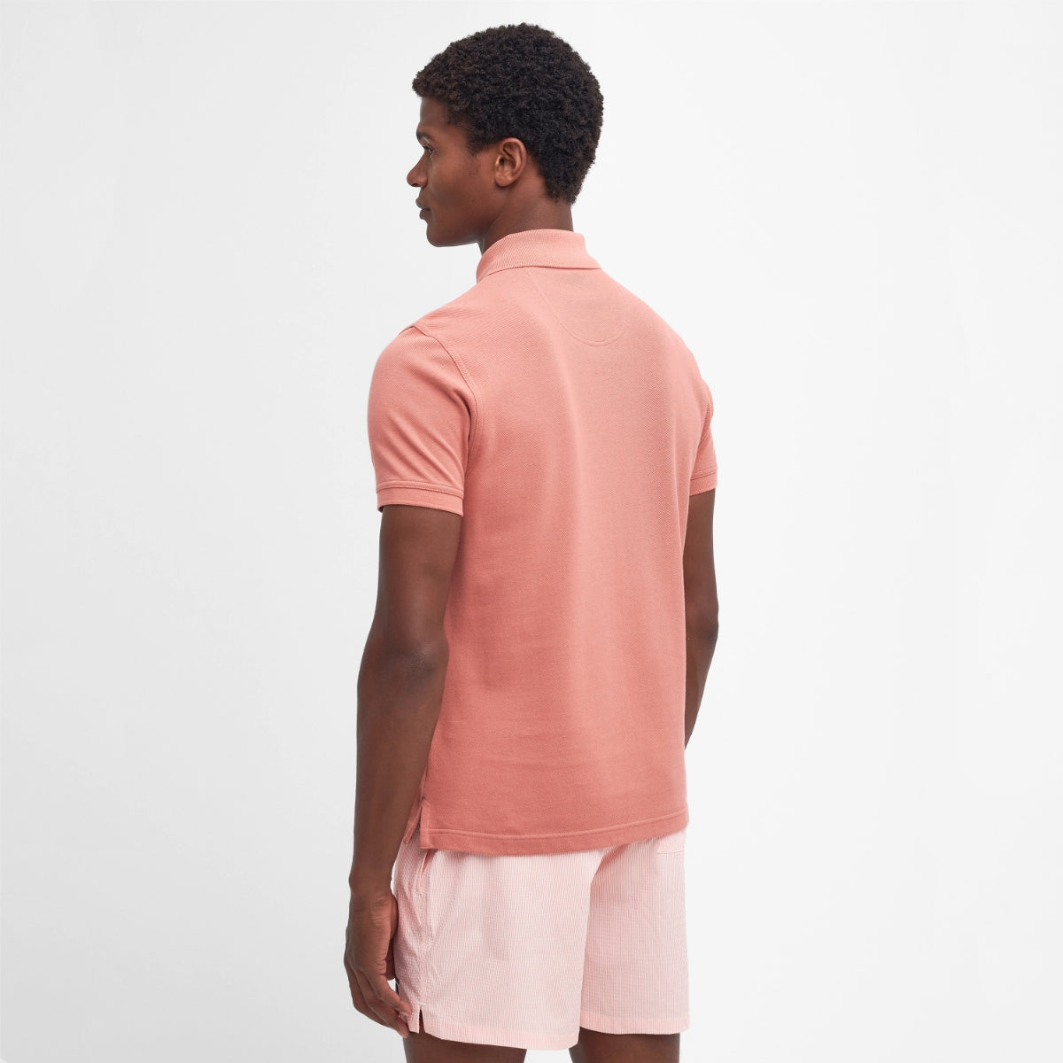 Barbour Tartan Pique Men's Polo Shirt | Pink Clay