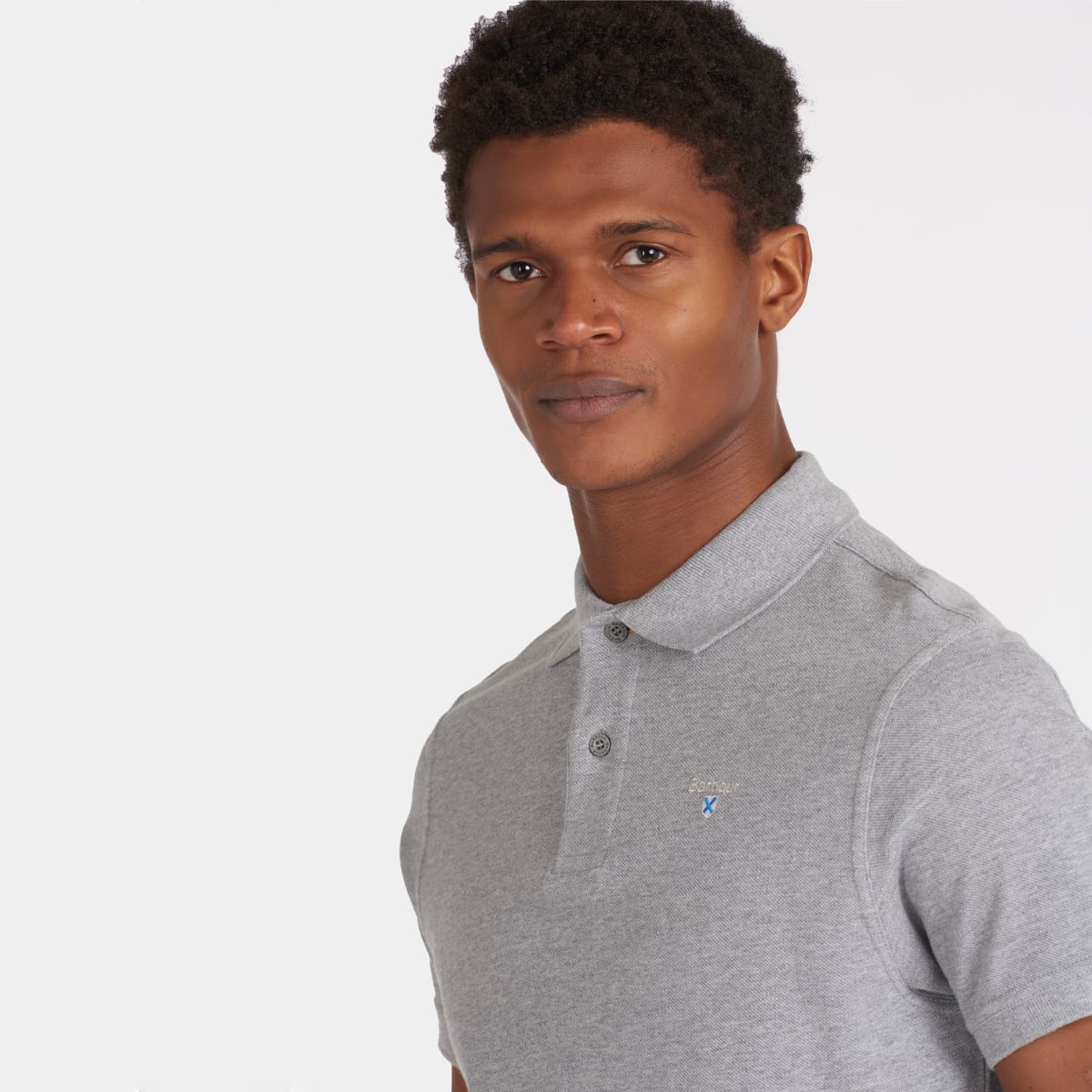 Barbour grey polo shirt deals