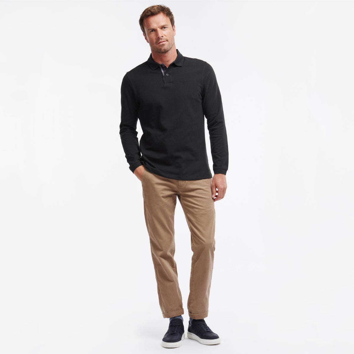 Barbour Long Sleeve Men's  Polo | Black