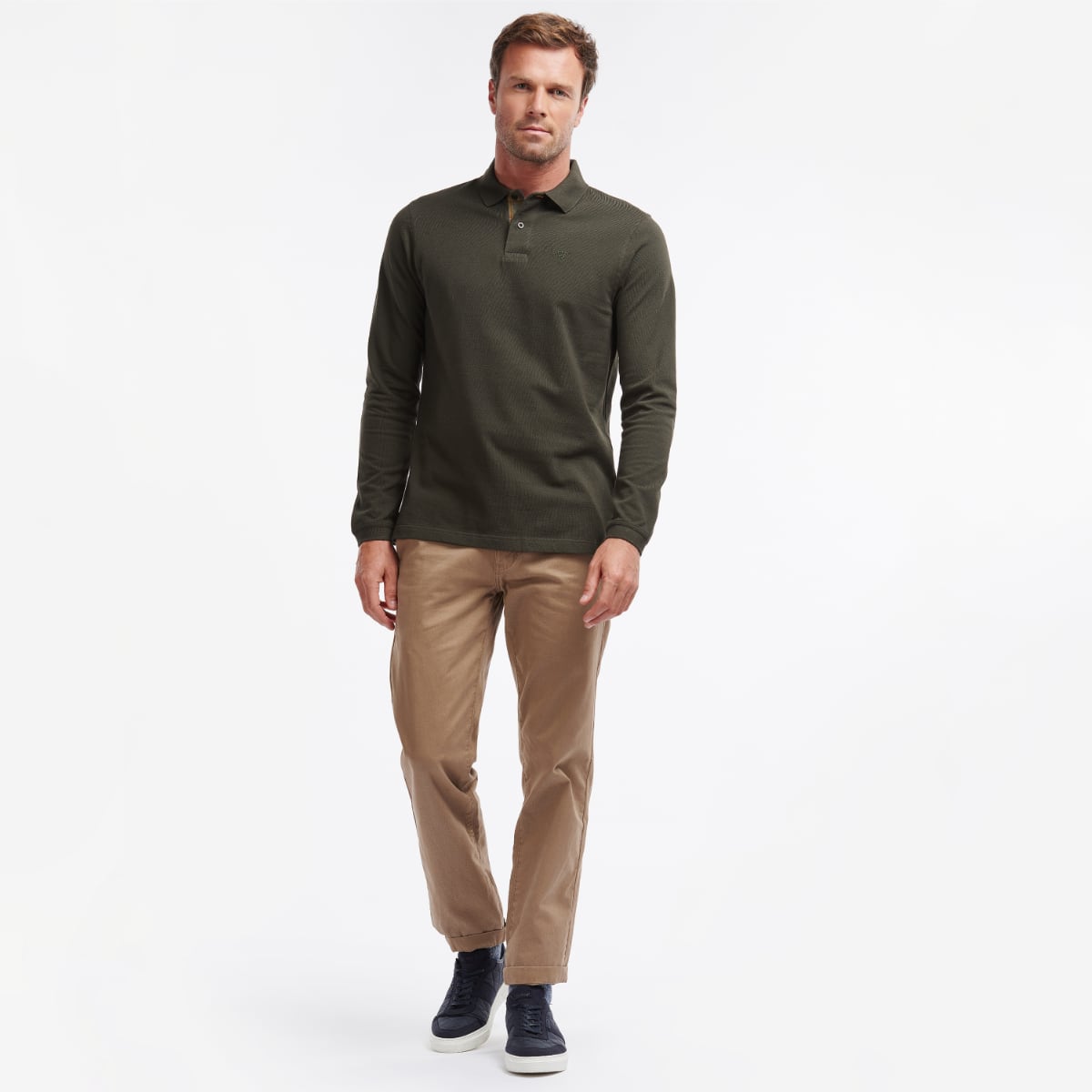 Barbour Long Sleeve Men's Sports Polo | Forest