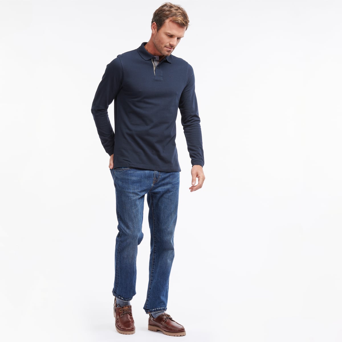 Barbour Long Sleeve Men's  Polo | Navy