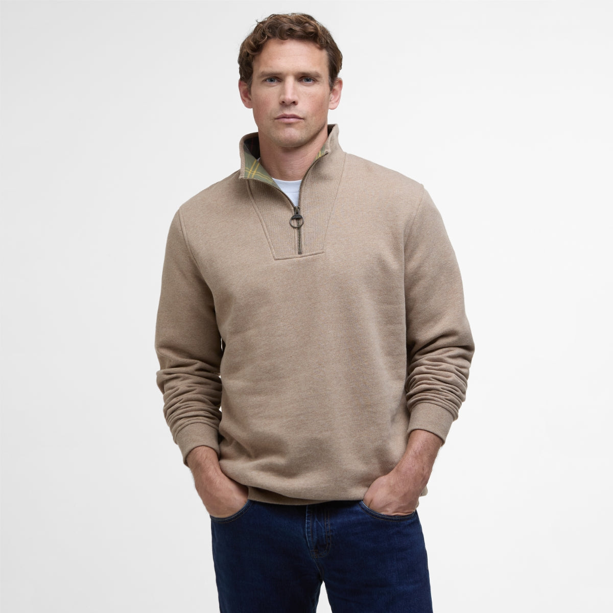 Barbour Nelson Half-Zip Men's Sweatshirt | Stone Marl