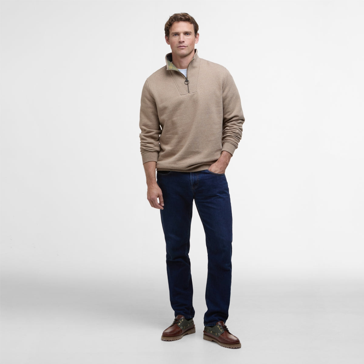 Barbour Nelson Half-Zip Men's Sweatshirt | Stone Marl