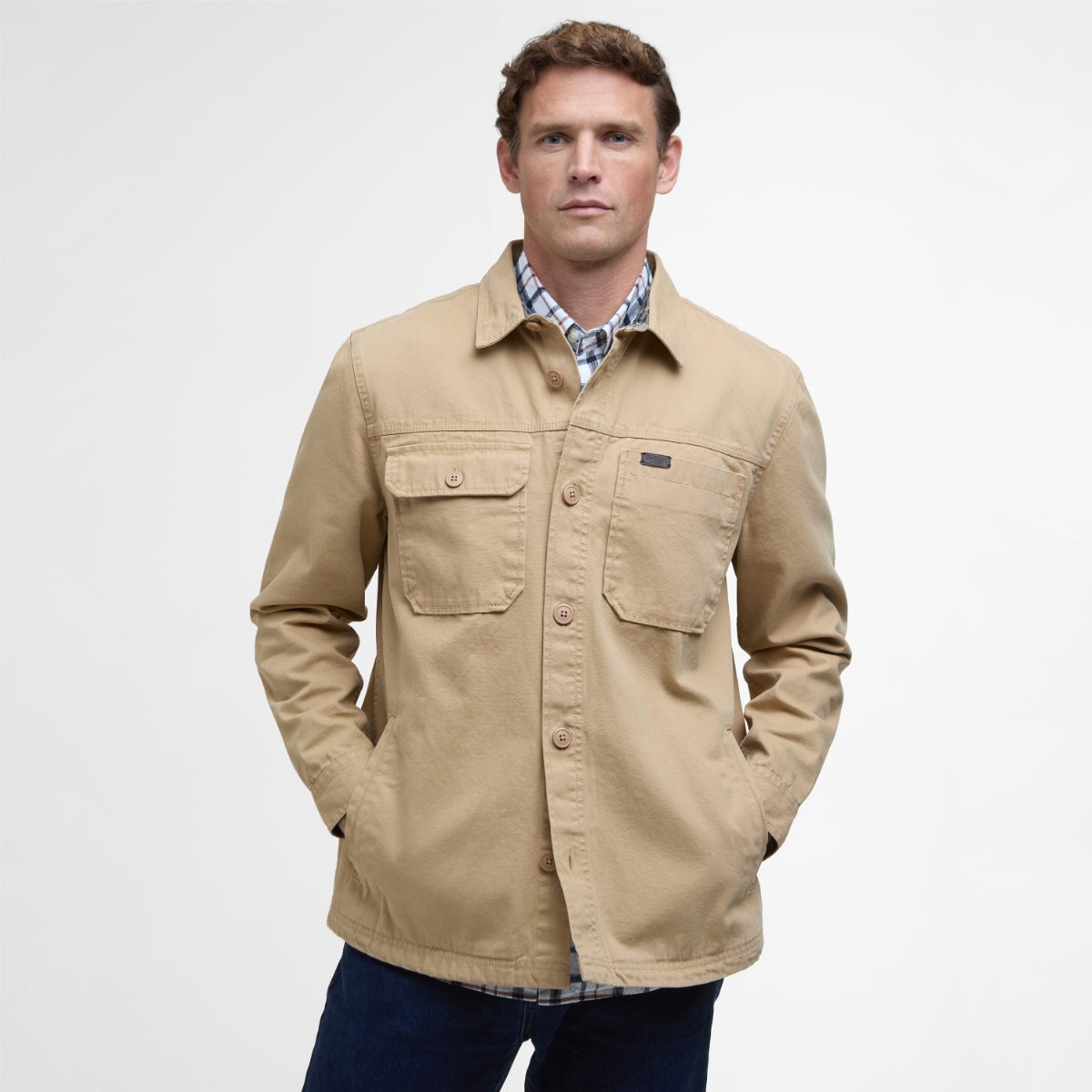 Barbour Lingfield Canvas Men's Overshirt | Dark Stone