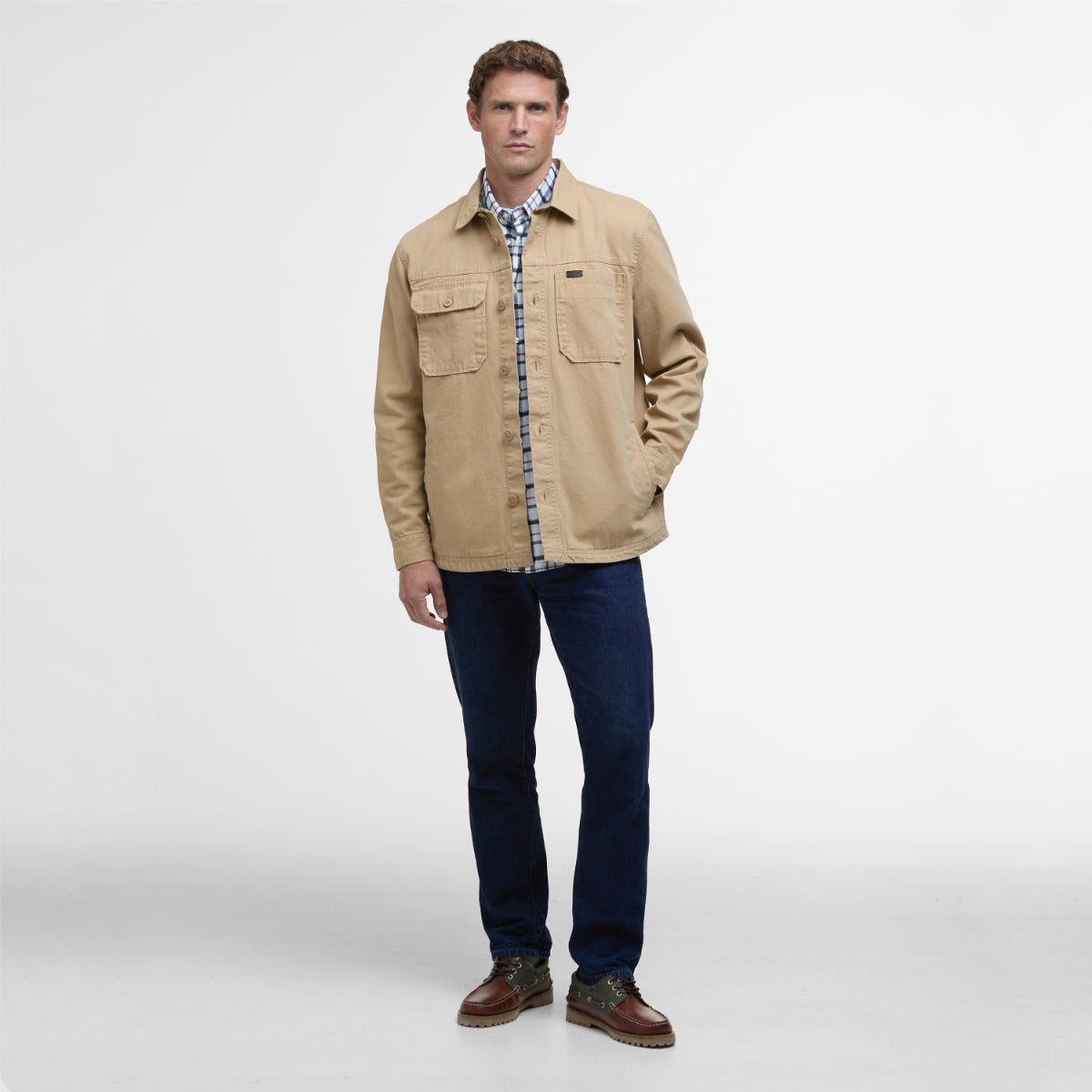 Barbour Lingfield Canvas Men's Overshirt | Dark Stone