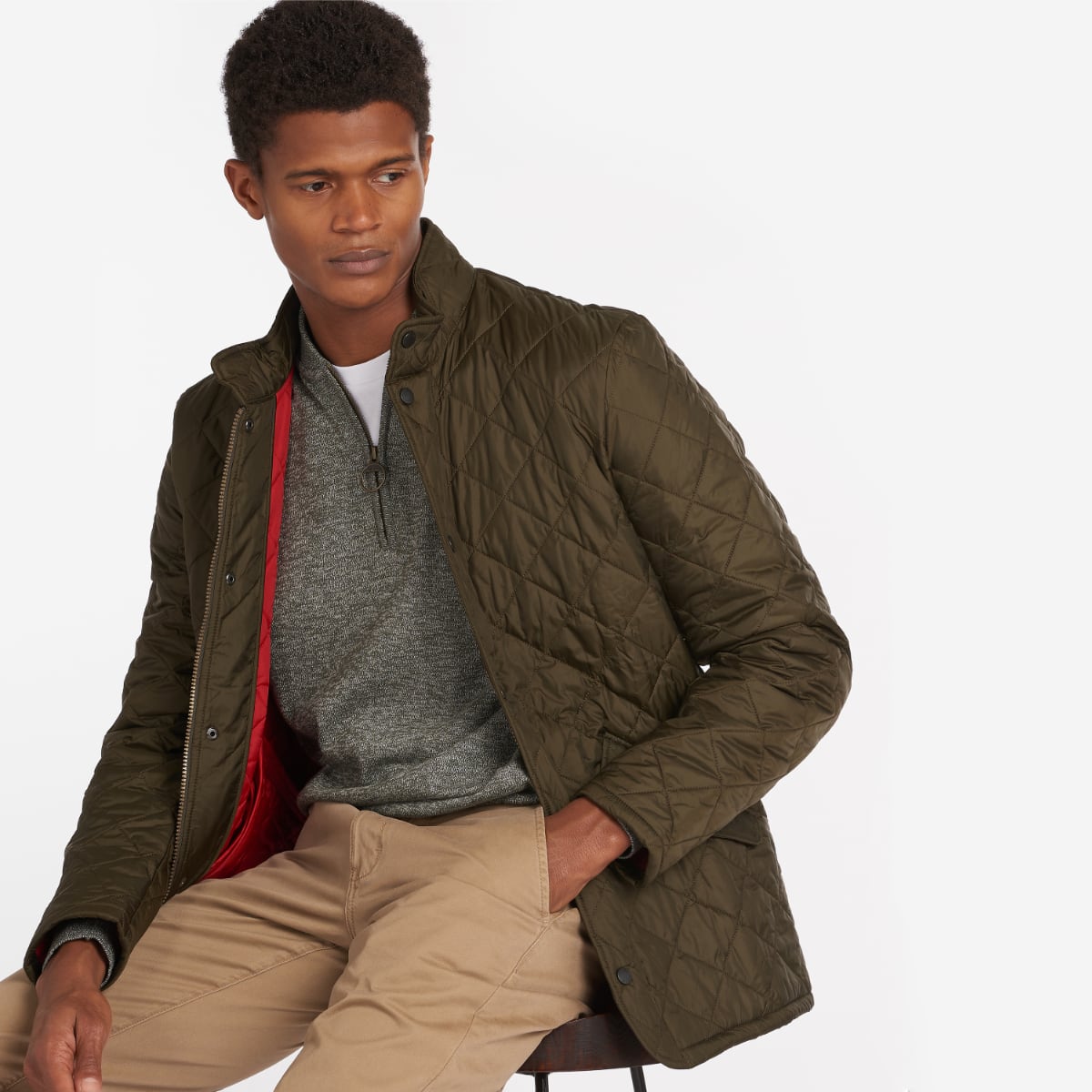 Barbour flyweight chelsea quilted sales jacket olive