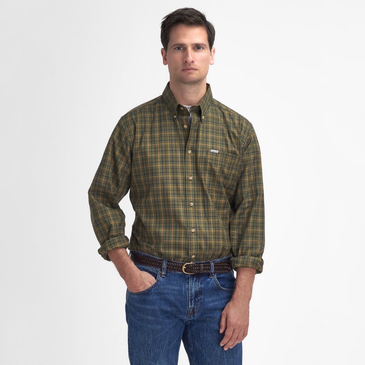 Barbour Sporting Tattersall Relaxed Fit Men's Shirt | Mid Olive