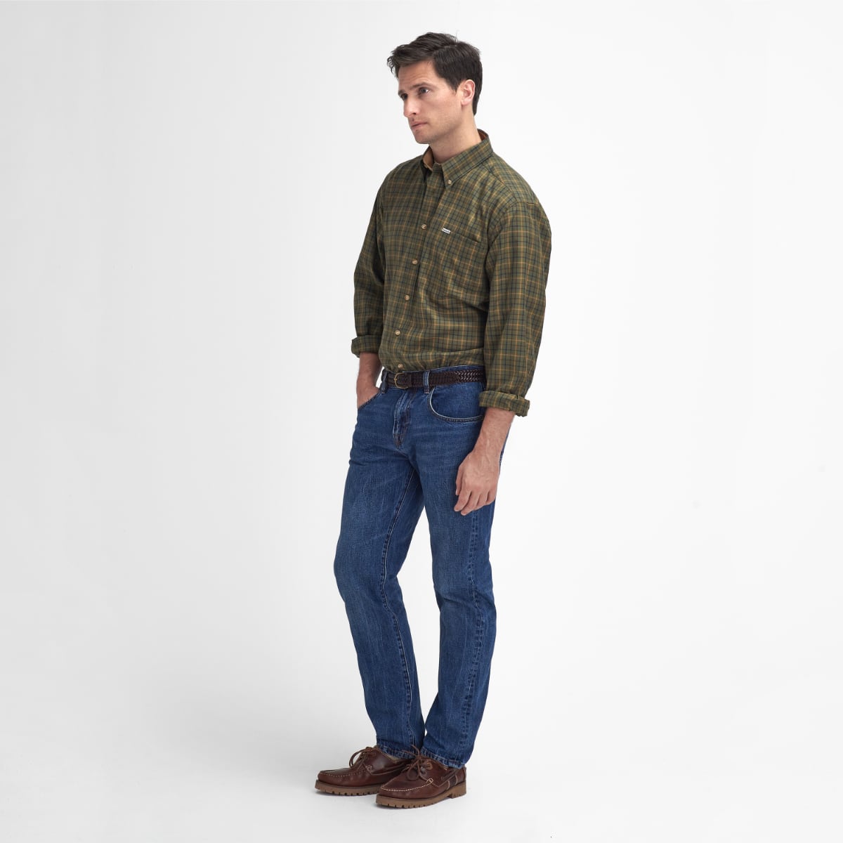 Barbour Sporting Tattersall Relaxed Fit Men's Shirt | Mid Olive