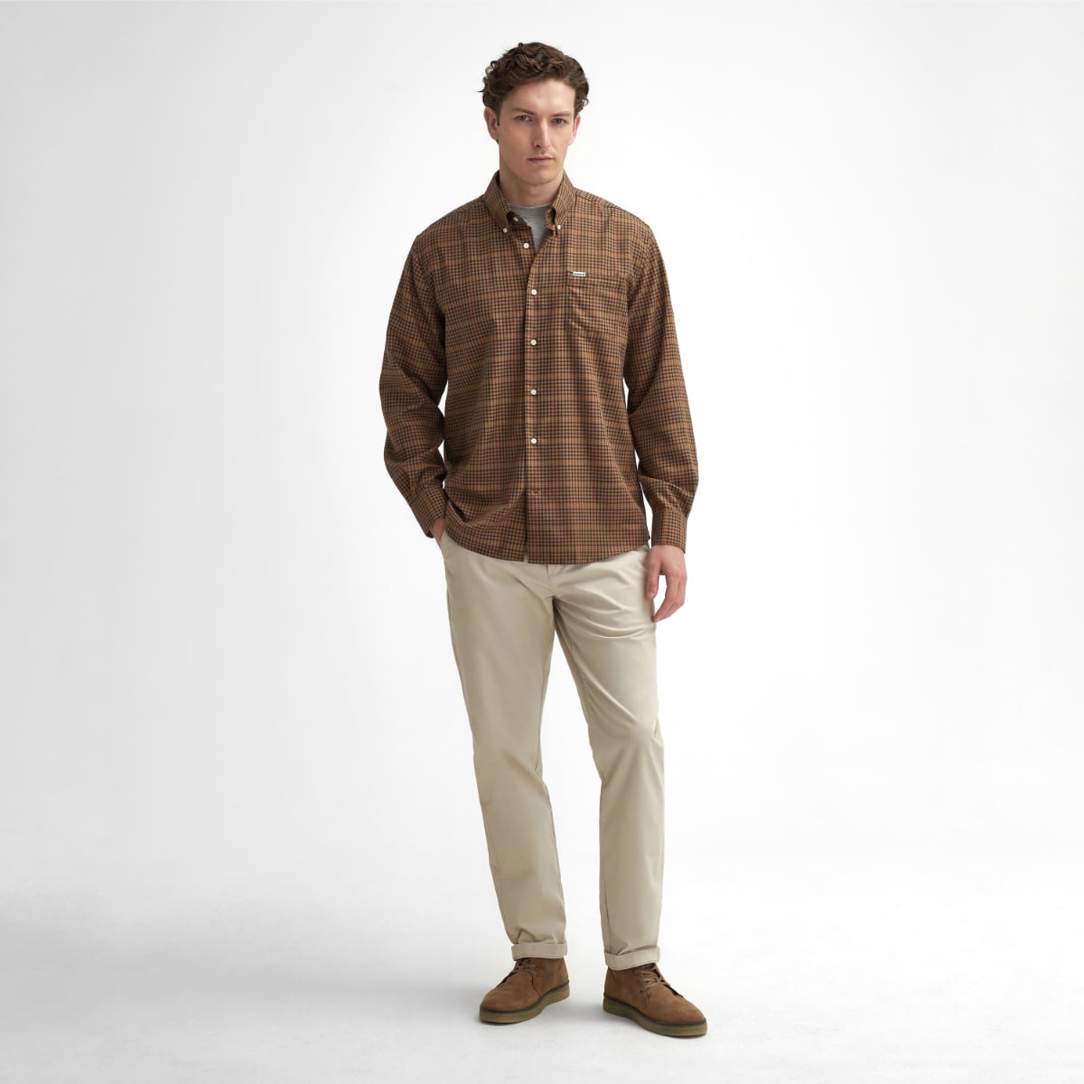 Barbour Henderson Thermo Weave Regular Fit Men's Shirt | Stone