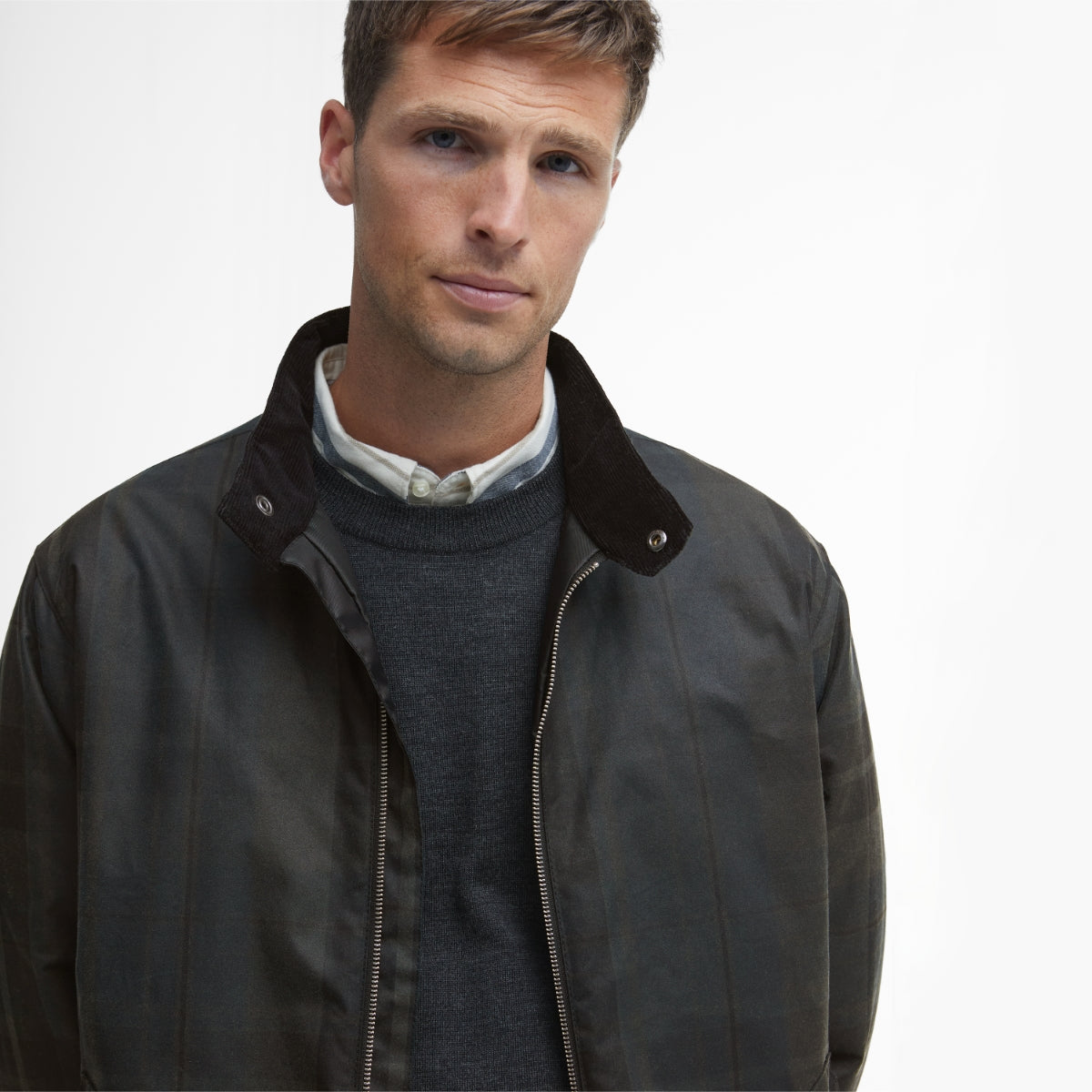 Barbour Check Harrington Men's Waxed Jacket | Dundee Tartan