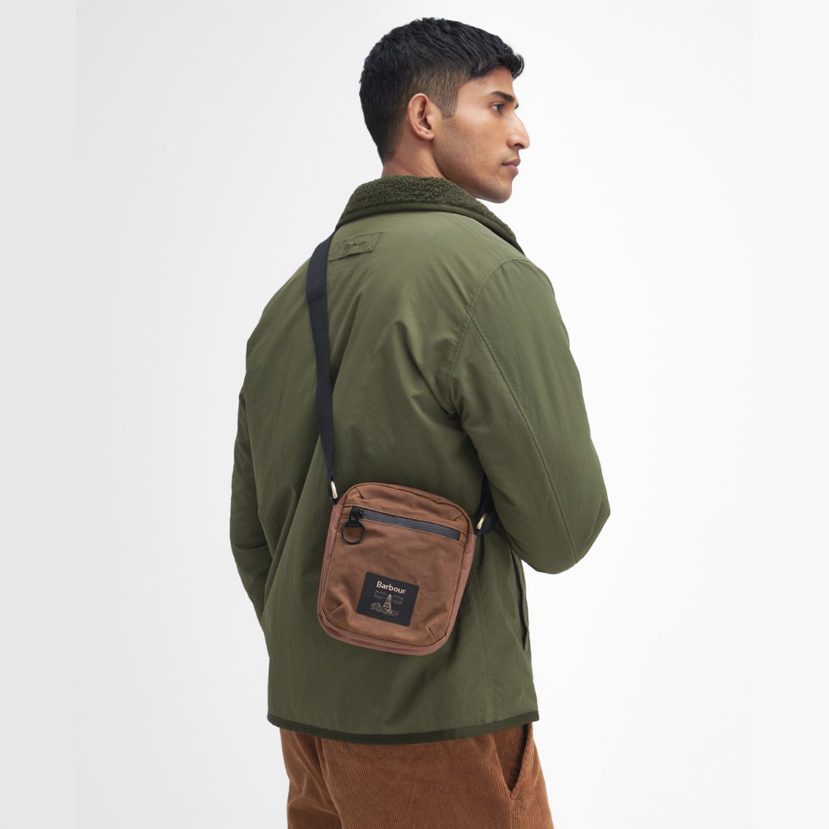 Barbour Field Waxed Crossbody Bag | Tan-Black