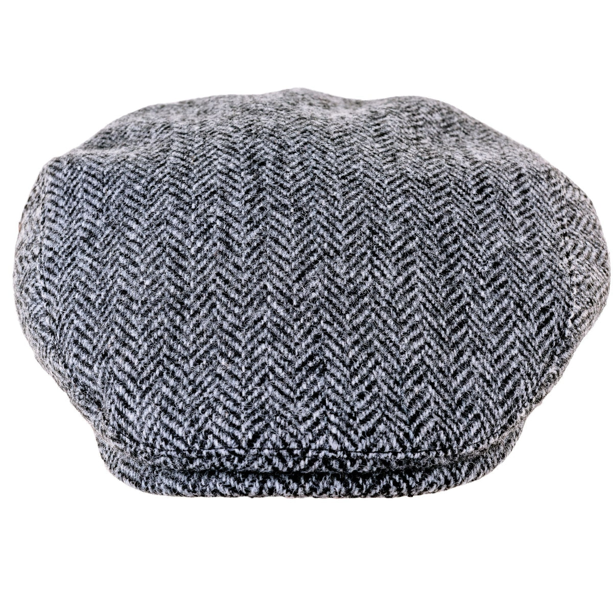 New Heather Hats Highland Tweed Cap | Black/Grey Herringbone