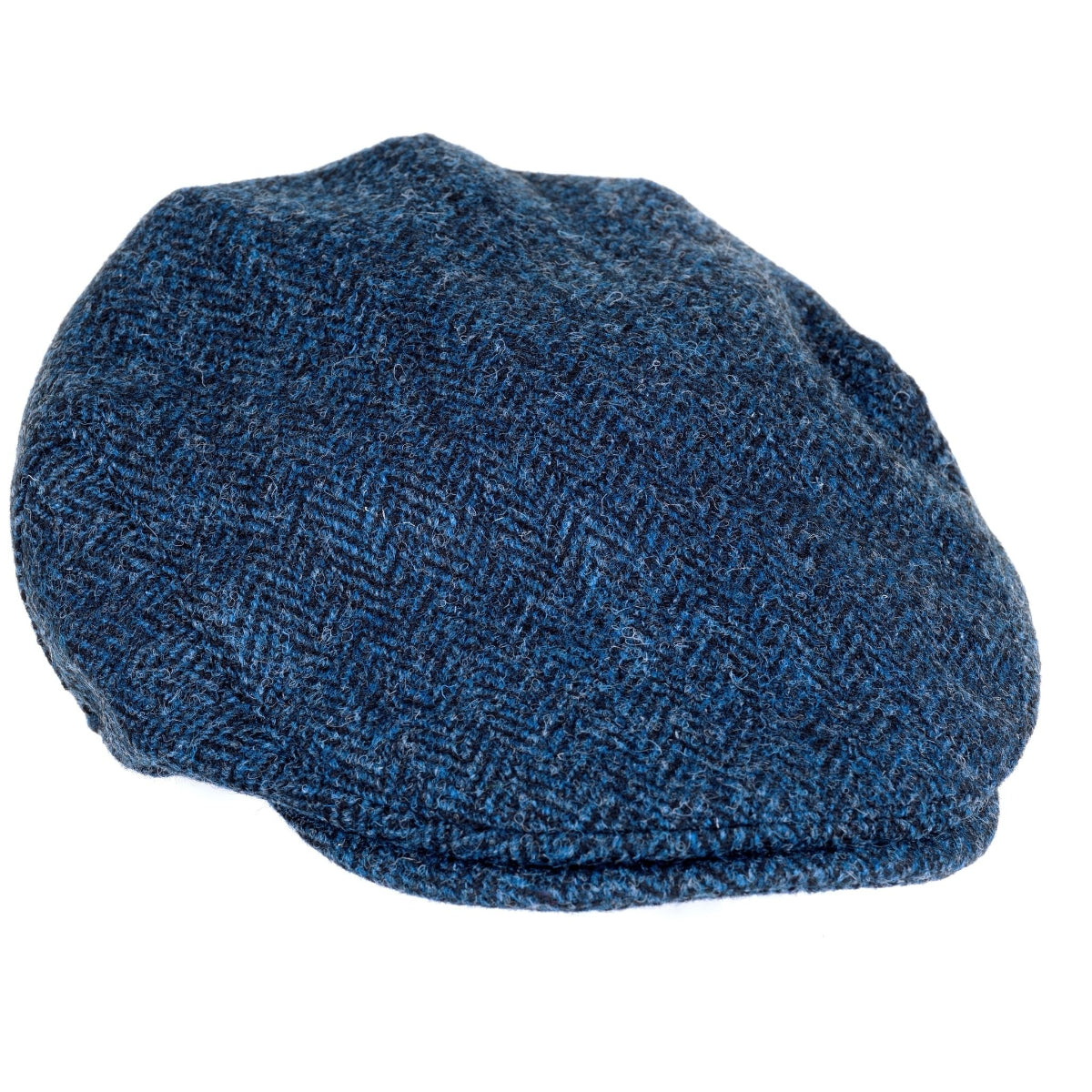 New Heather Hats Highland Tweed Cap | Blue/Black Herringbone