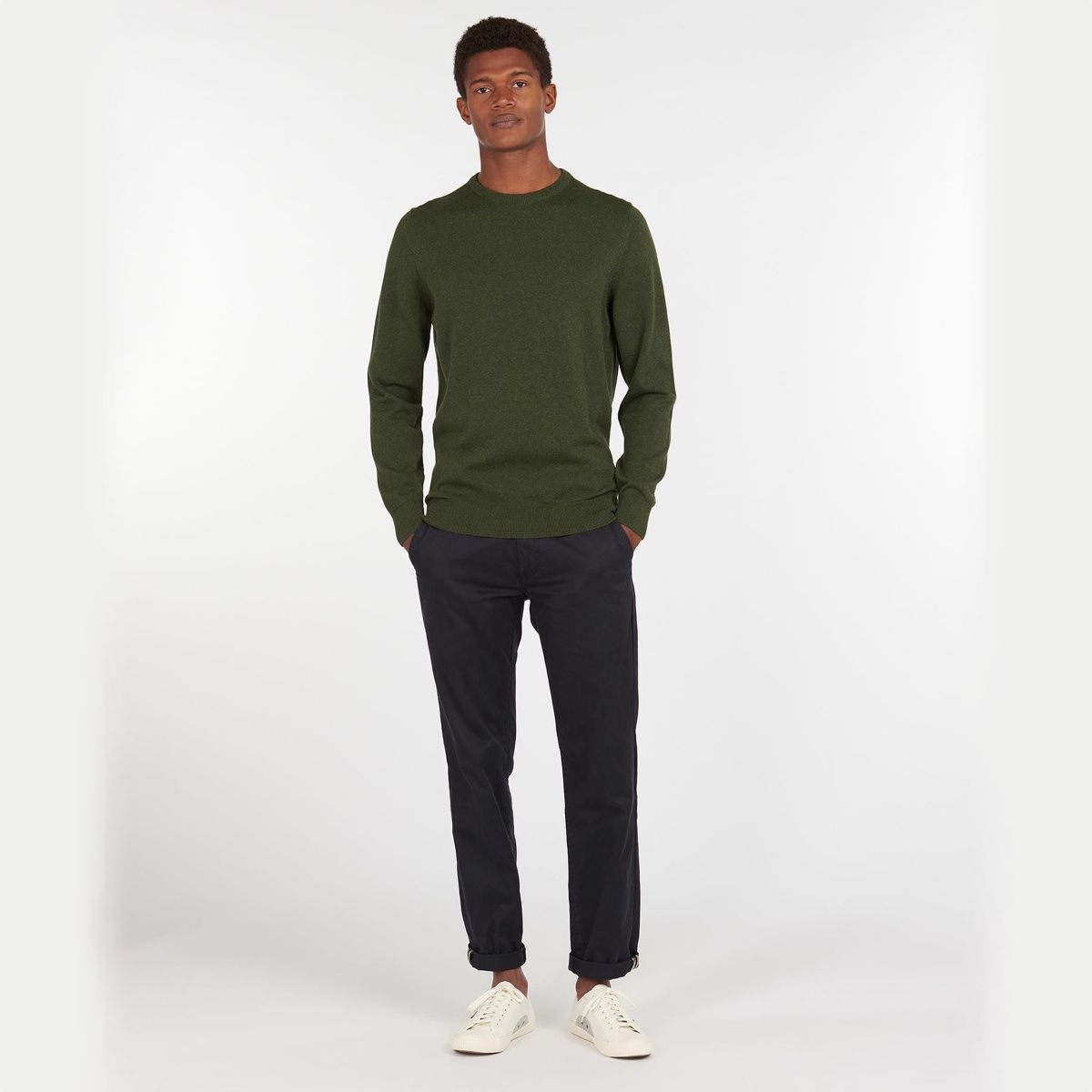 Barbour Pima Cotton Crew Neck Men s Jumper Rifle Green Marl